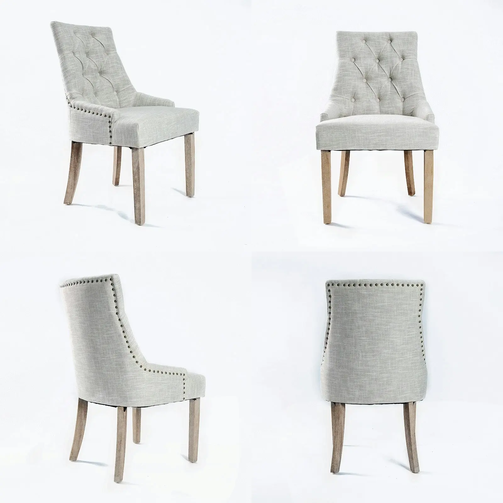 2X French Provincial Oak Leg Chair AMOUR - GREY