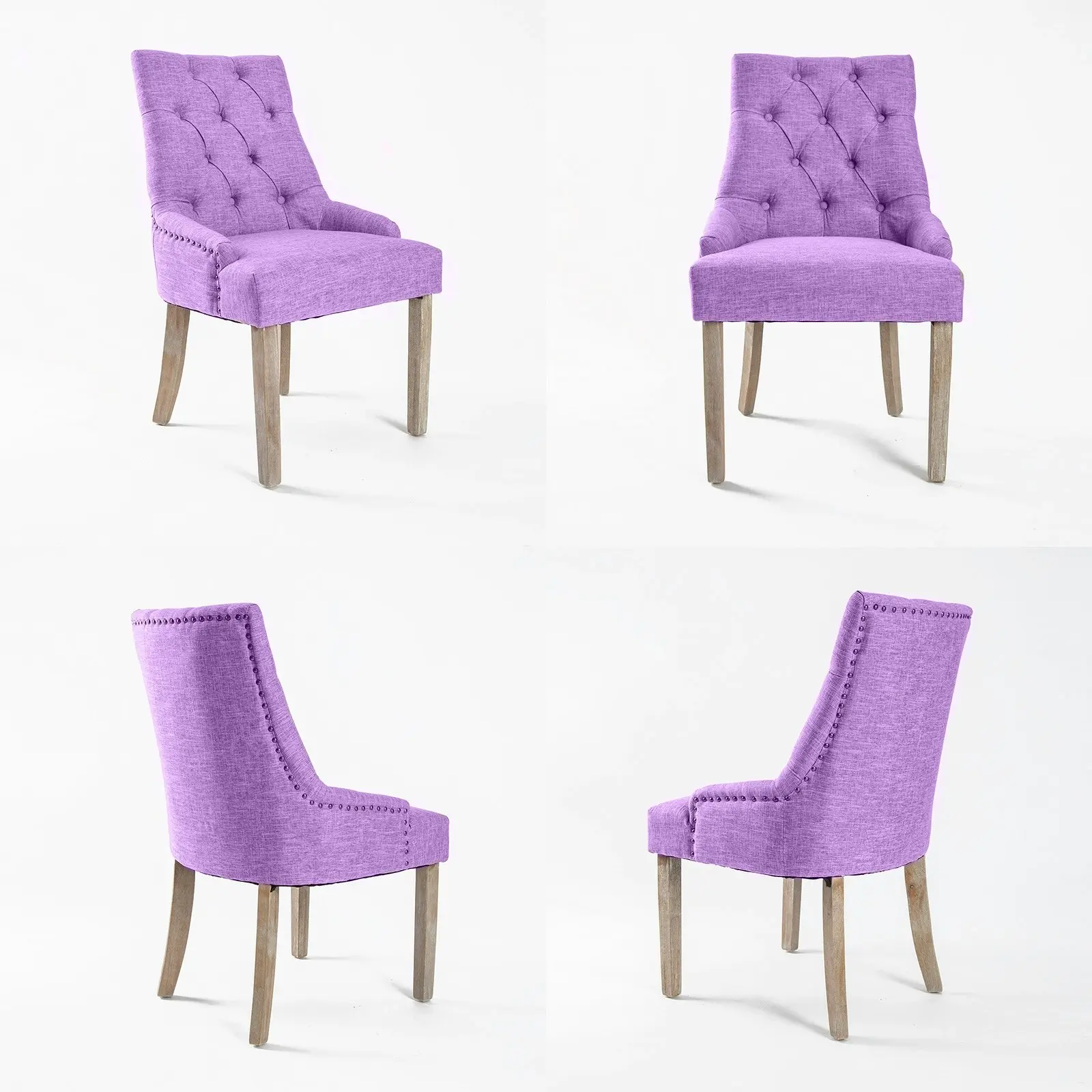 2X French Provincial Oak Leg Chair AMOUR - VIOLET