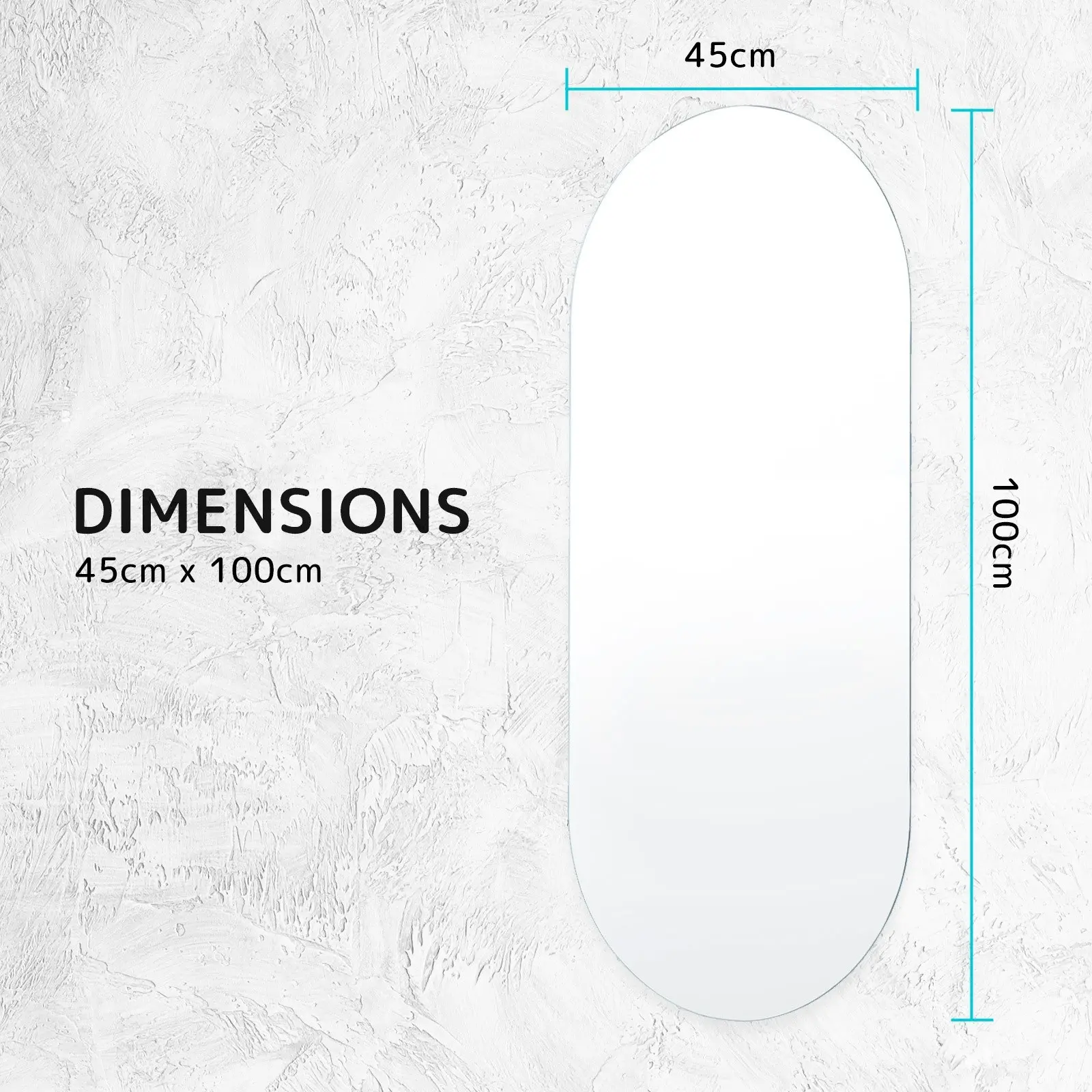 45 x 100cm LED Wall Mirror Oval Bathroom