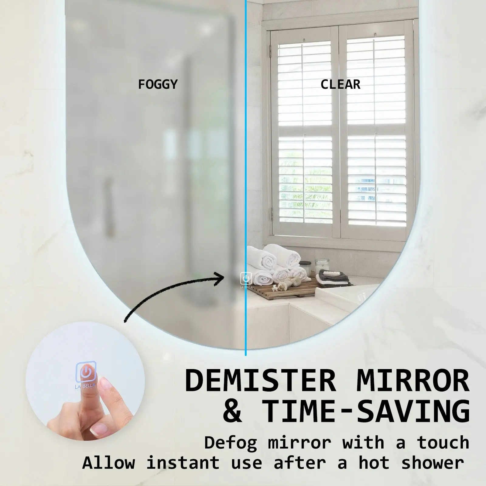 45 x 100cm LED Wall Mirror Oval Bathroom