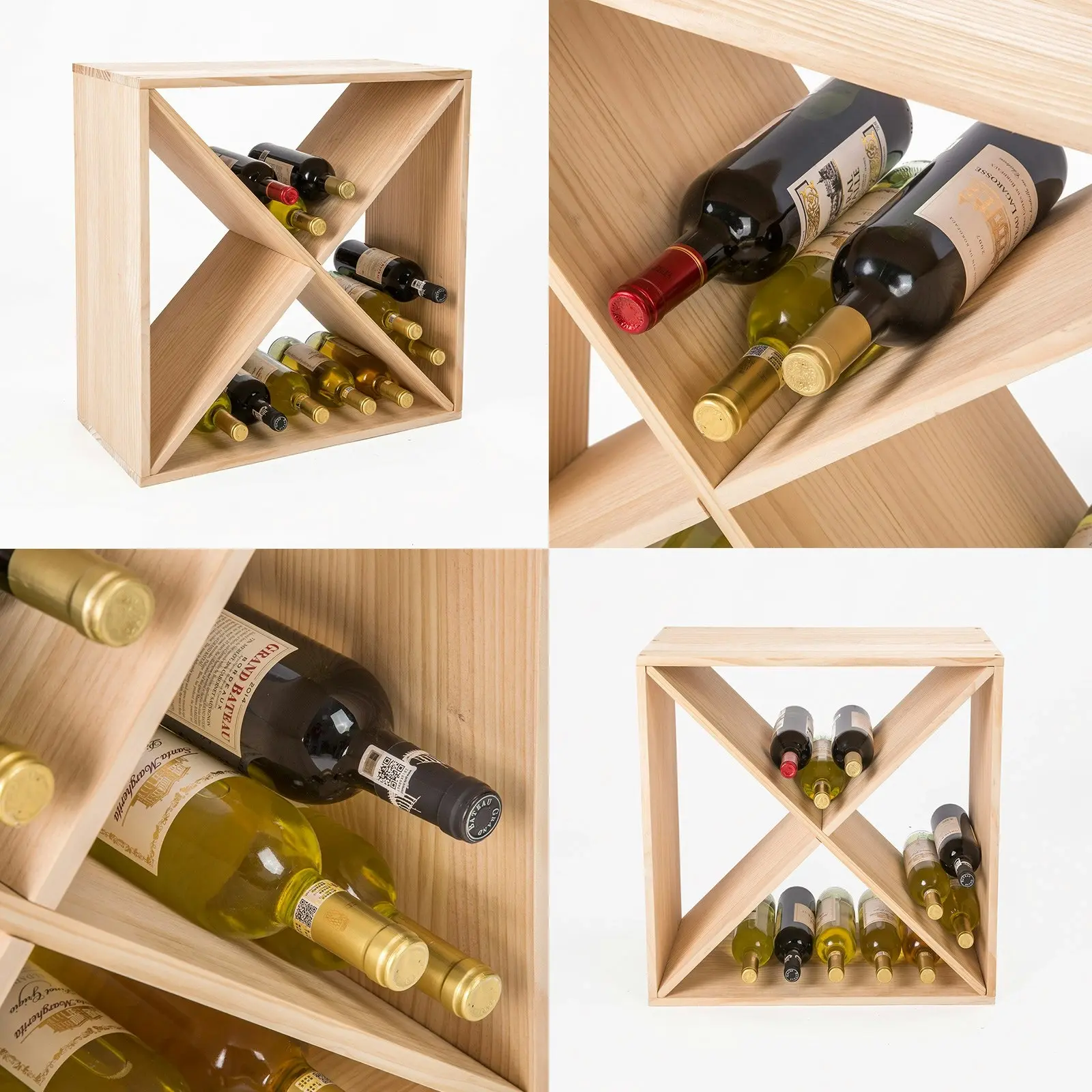 24 Bottle Criss Cross Timber Wine Rack