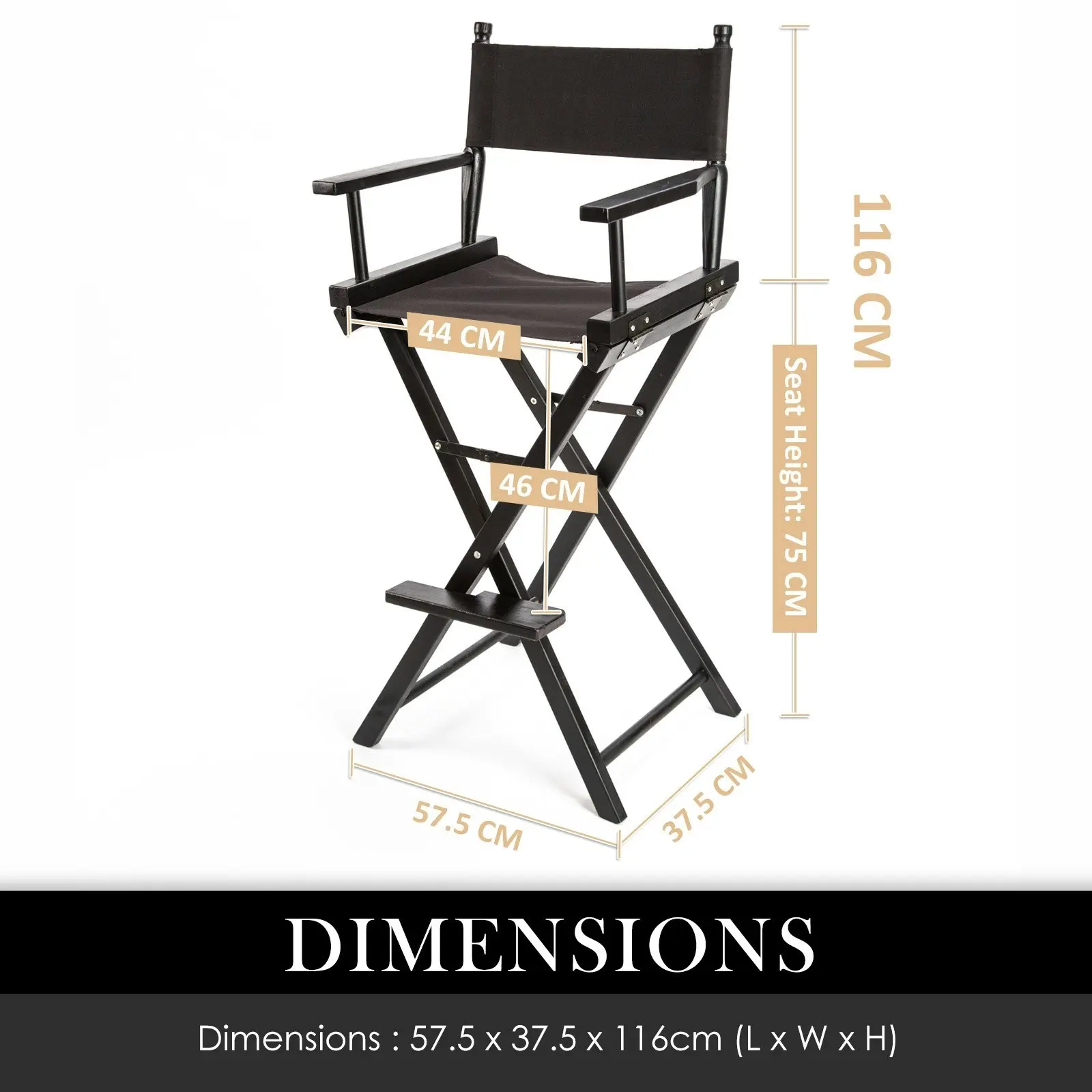 2X 75cm Tall Director Chair - DARK HUMOR