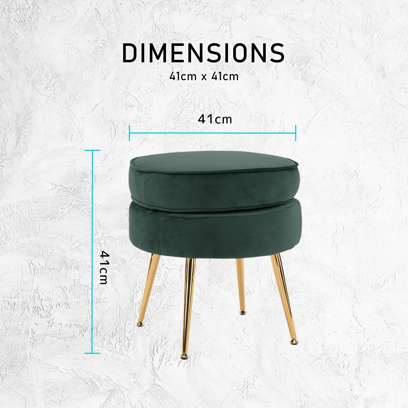 Foot Stool Ottoman Velvet Metal Leg Round - GREEN