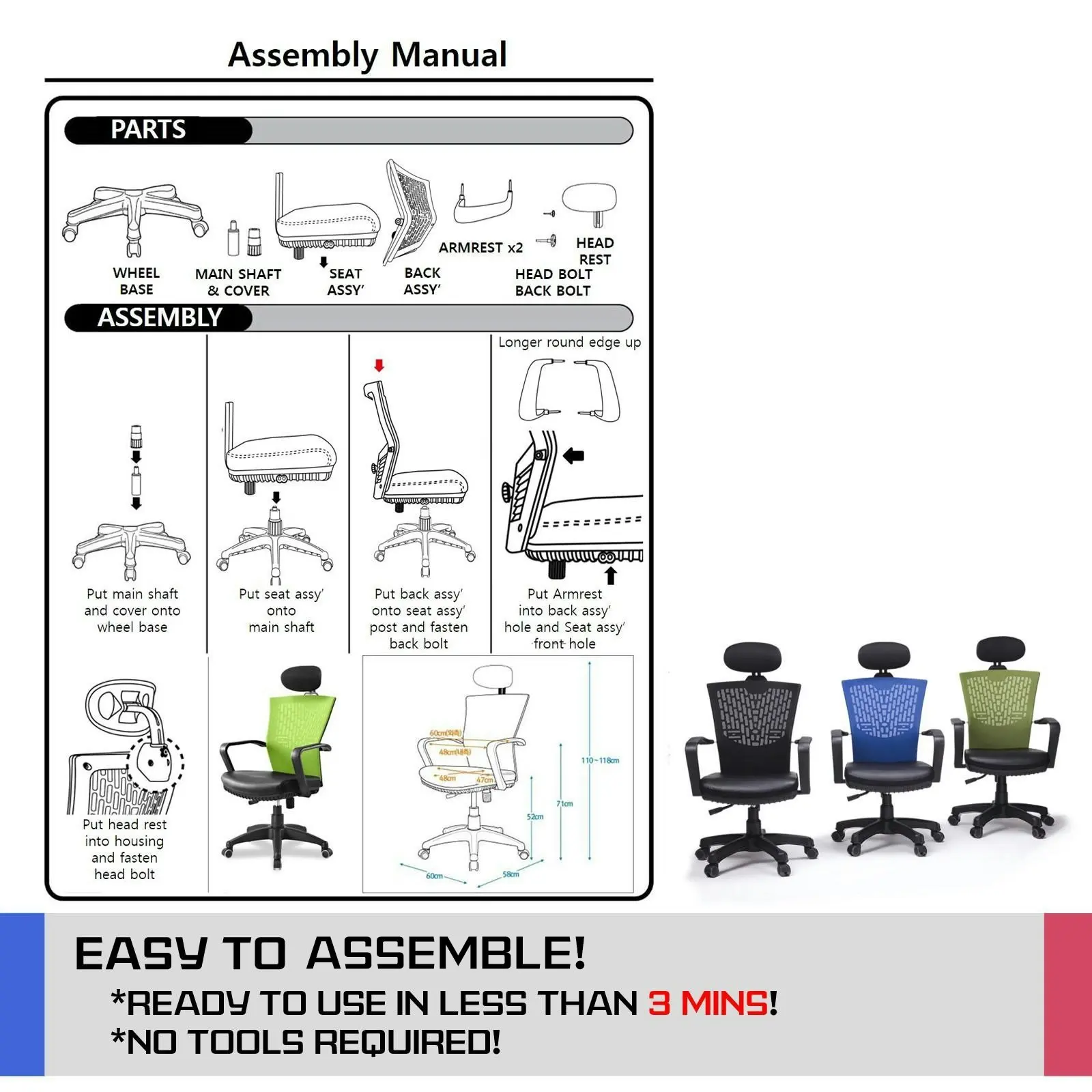 Korean Office Chair CHILL - BLACK