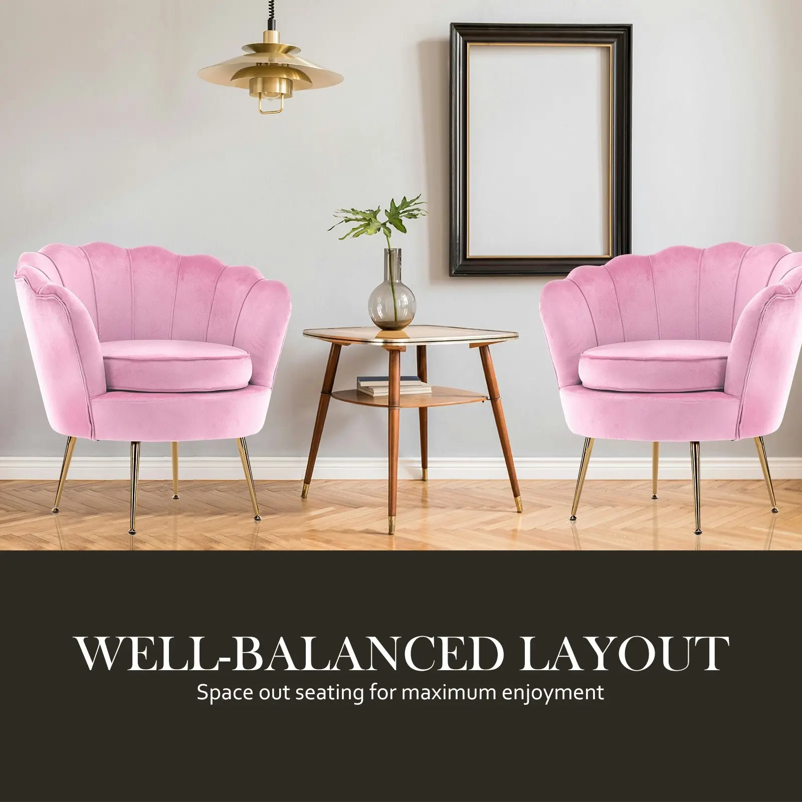 Armchair Velvet Shell Scallop - PINK