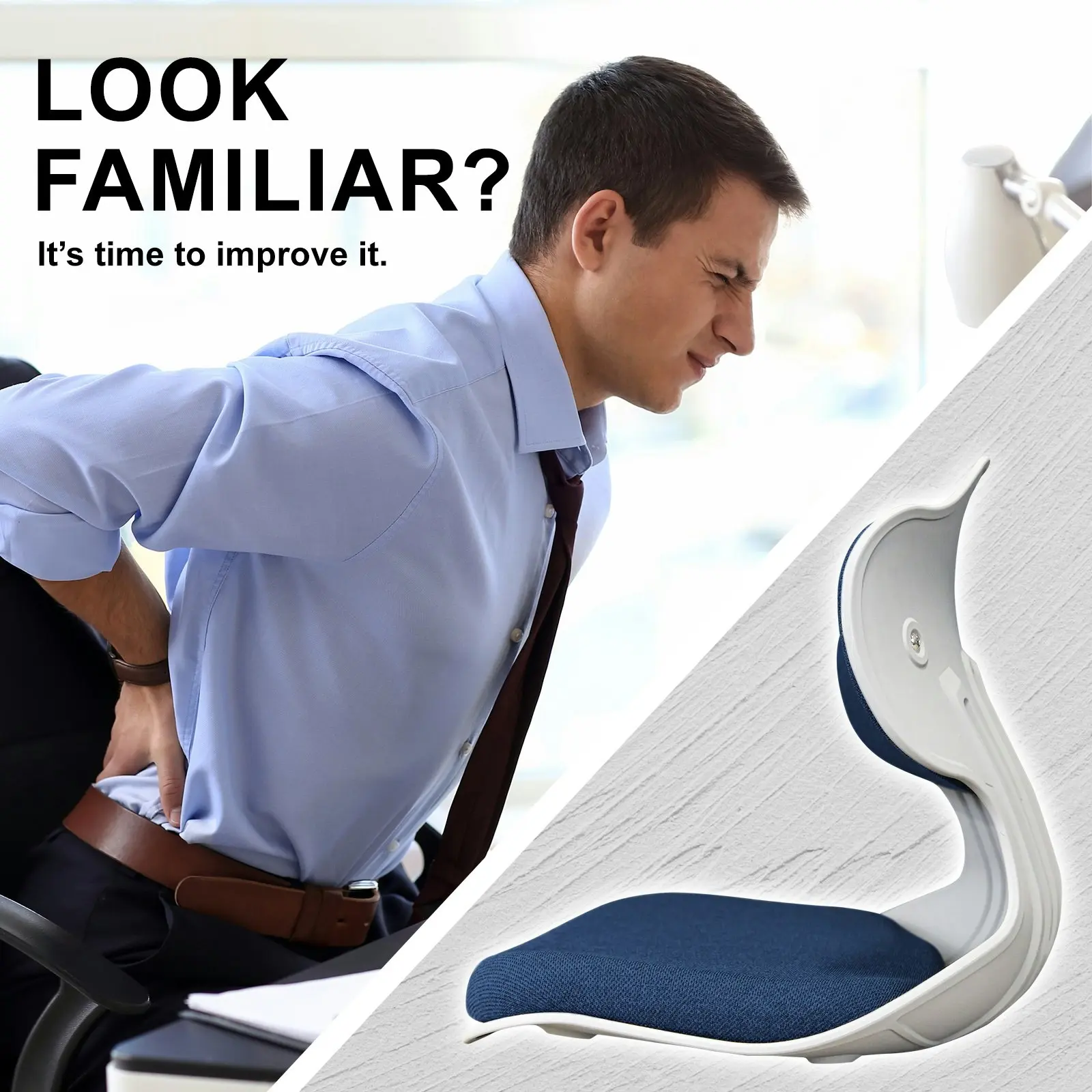 2X Korean Slender Posture Correction Chair - BLUE