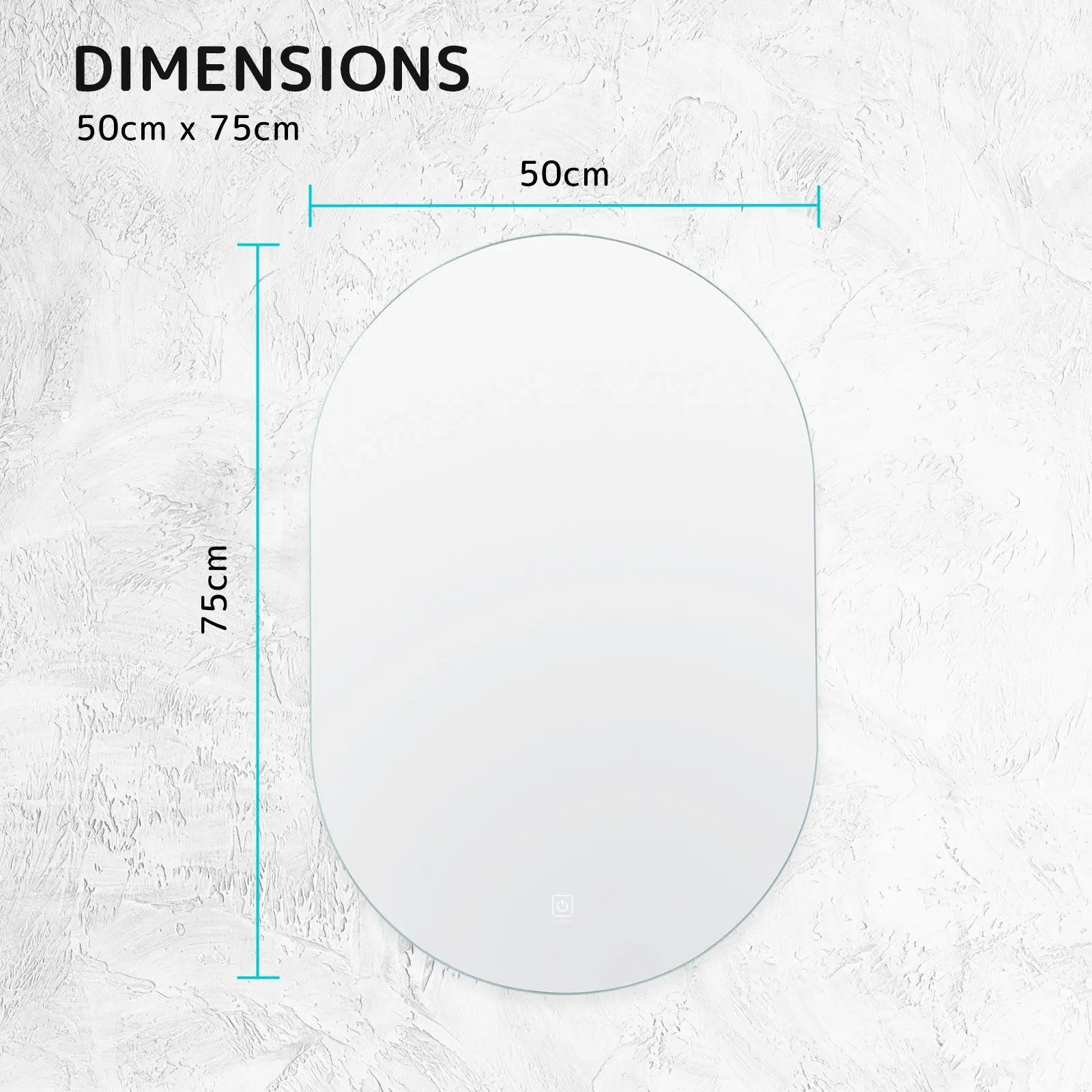 50 x 75cm LED Wall Mirror Oval Bathroom