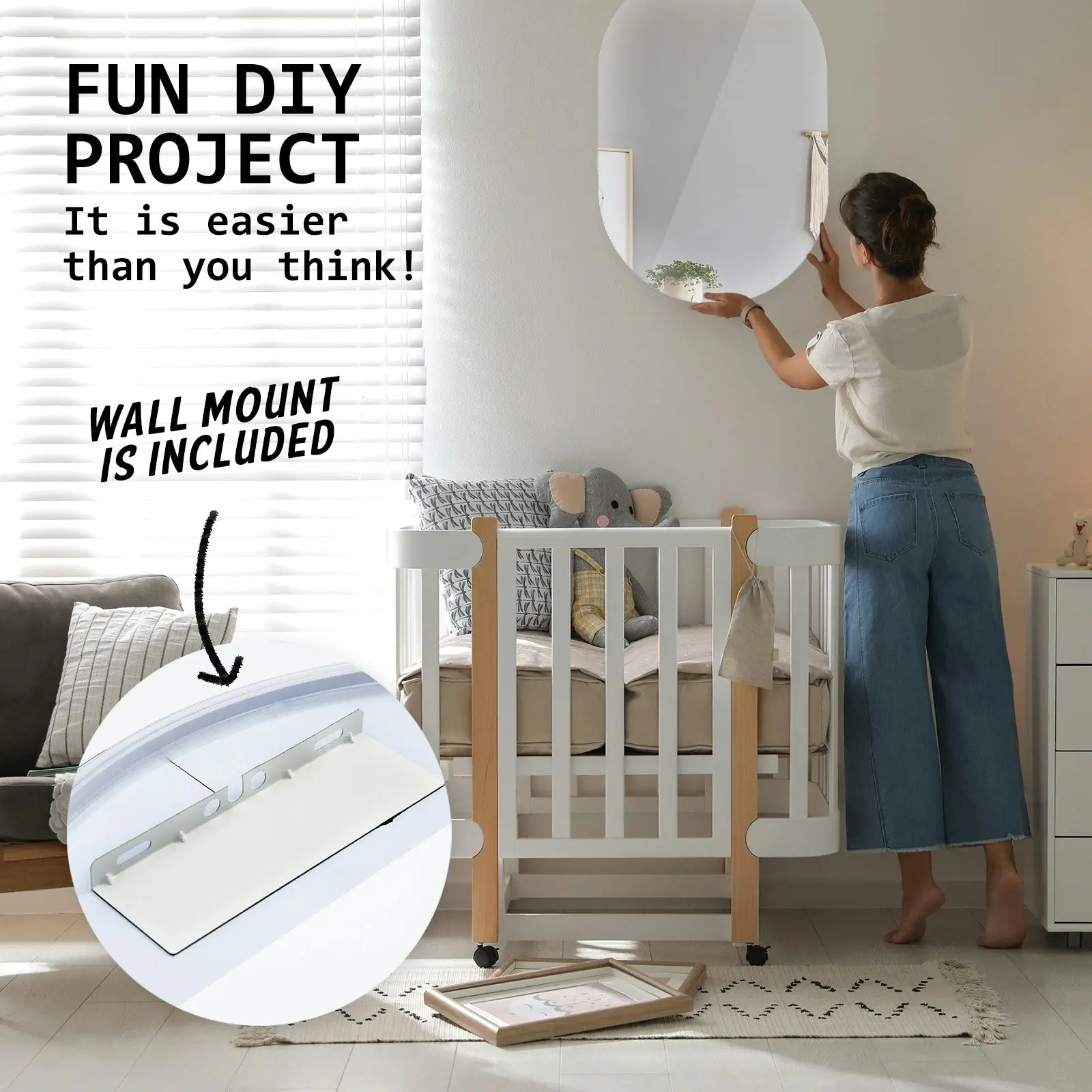 50 x 75cm LED Wall Mirror Oval Bathroom