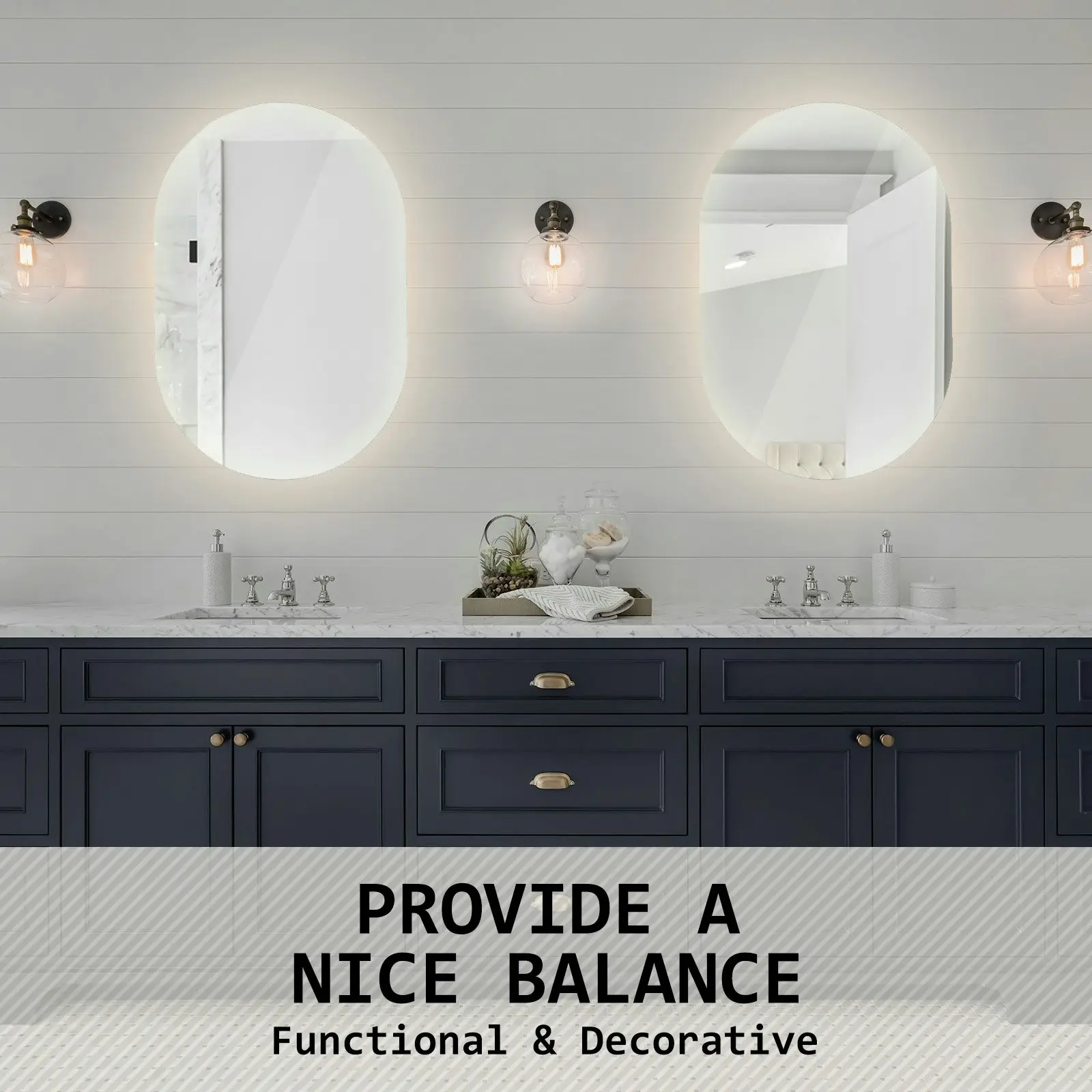 50 x 75cm LED Wall Mirror Oval Bathroom