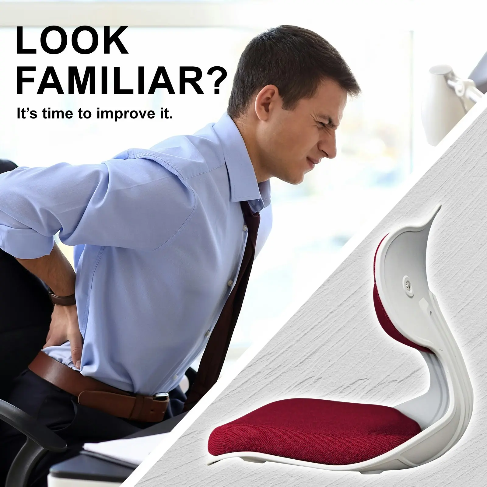 Korean Slender Posture Correction Chair - RED