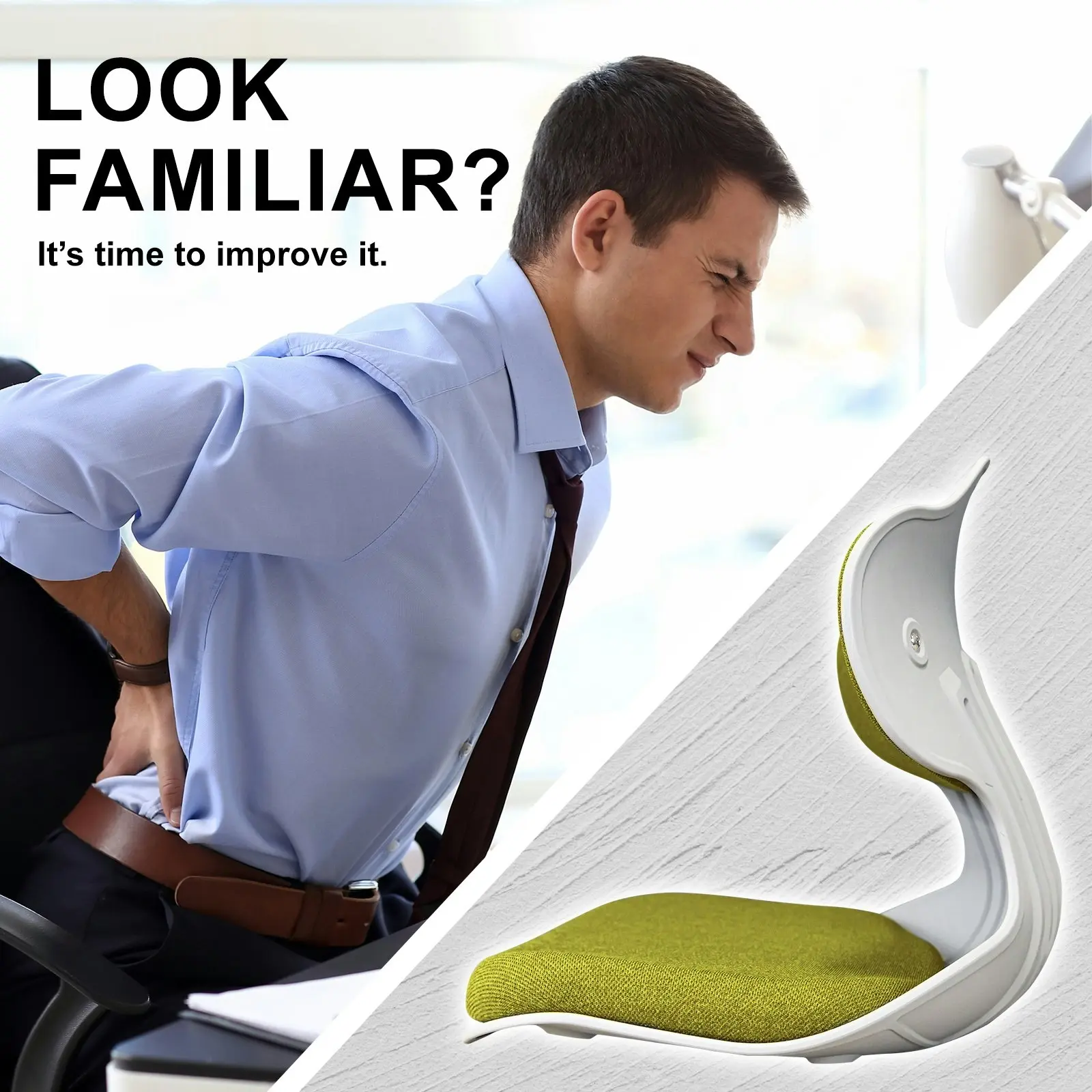 Korean Slender Posture Correction Chair - LIME