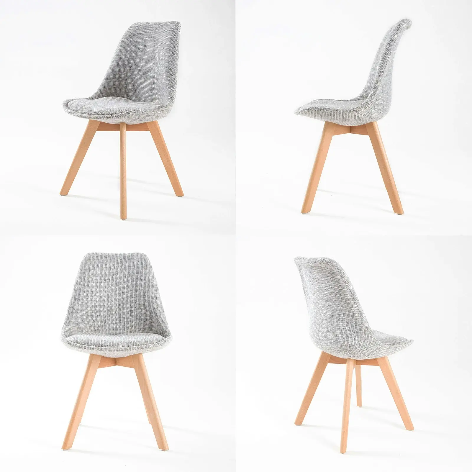 2X Padded Seat Dining Chair Fabric - GREY