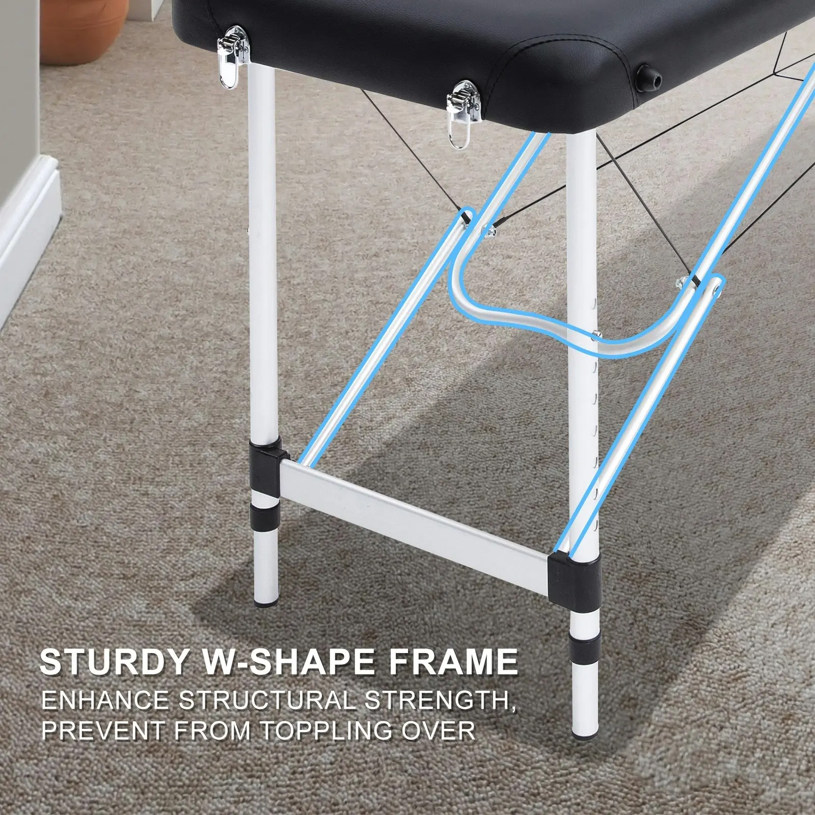 55cm Aluminium Portable Massage Table - BLACK