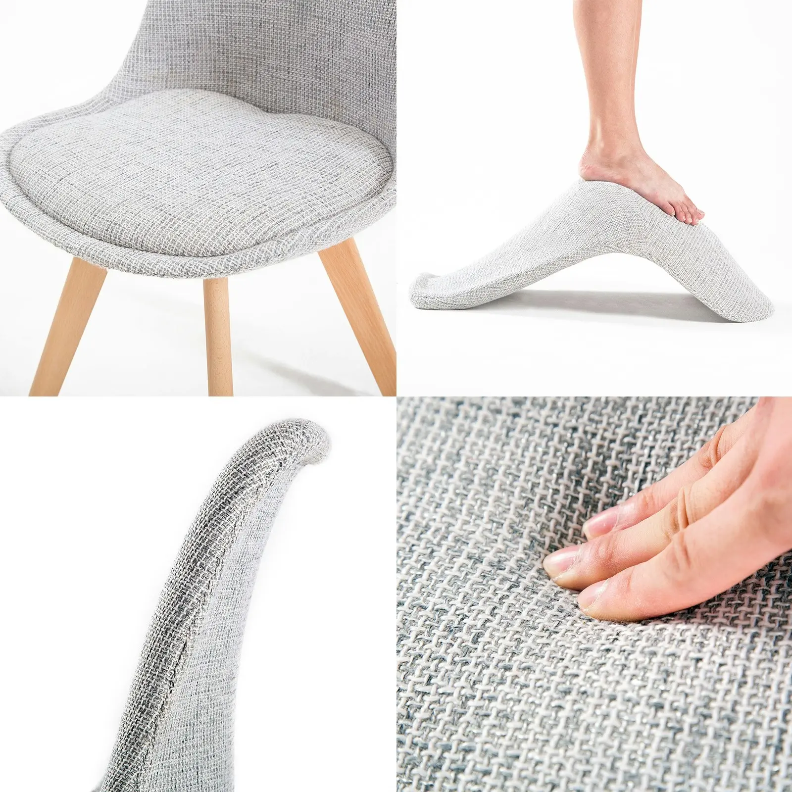 4X Padded Seat Dining Chair Fabric - GREY