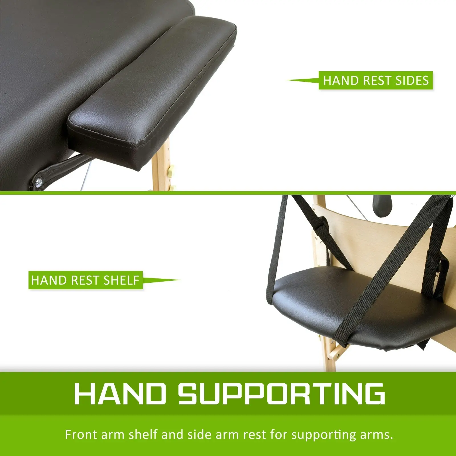 70cm Wooden Portable Massage Table - BLACK