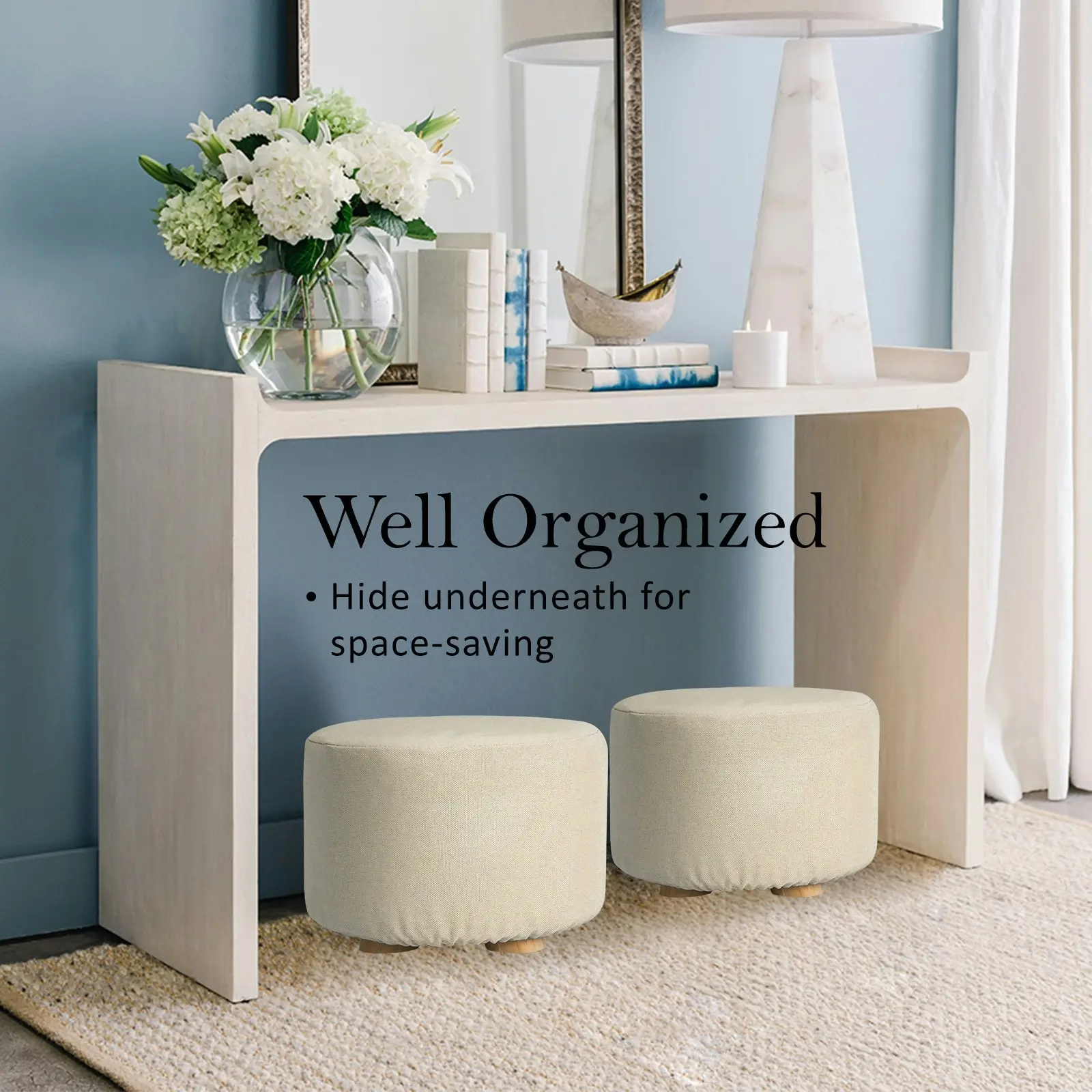 2X Round Foot Stool - BEIGE