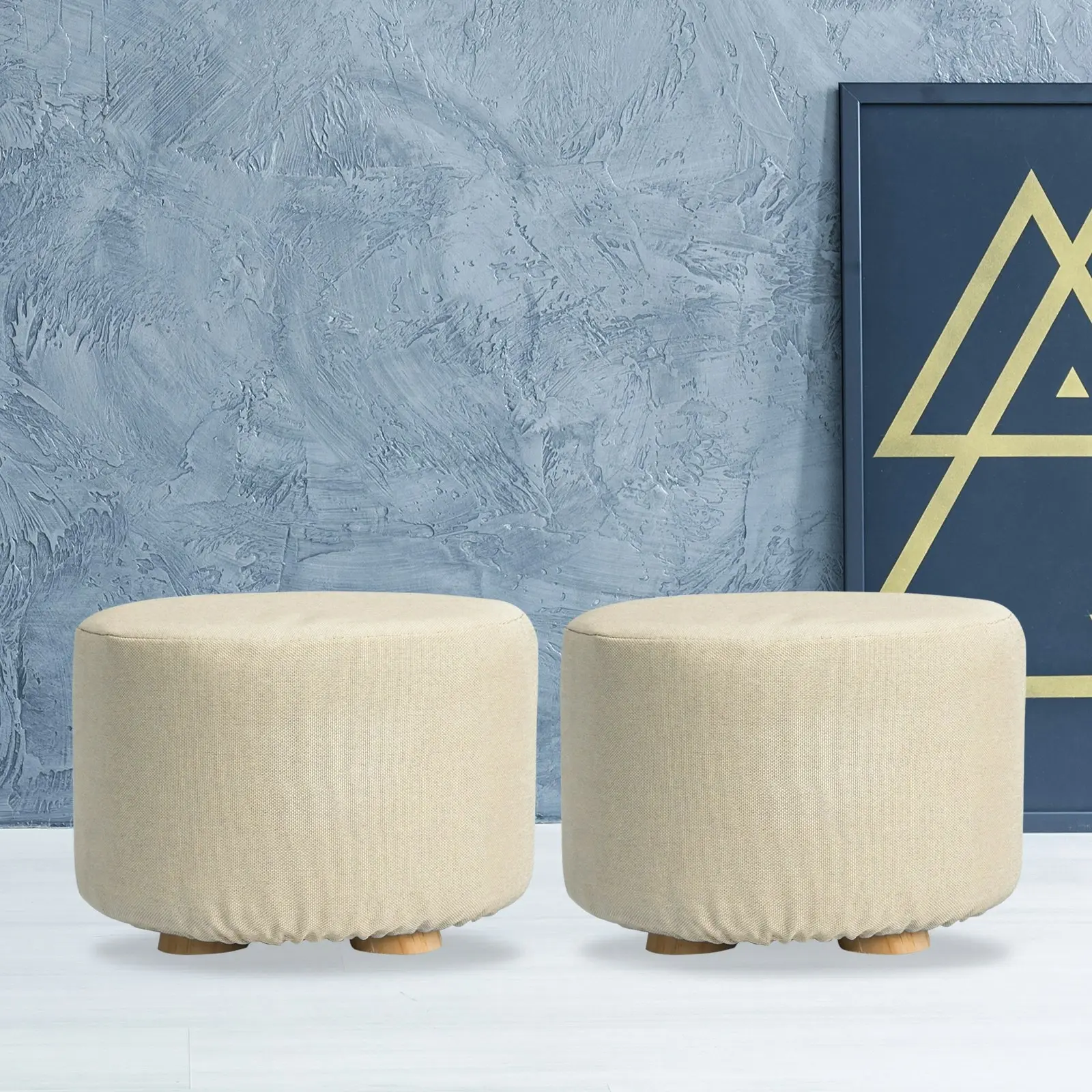 2X Round Foot Stool - BEIGE