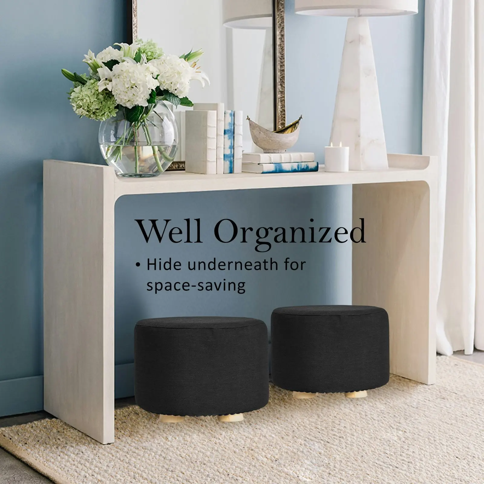 2X Round Foot Stool - BLACK