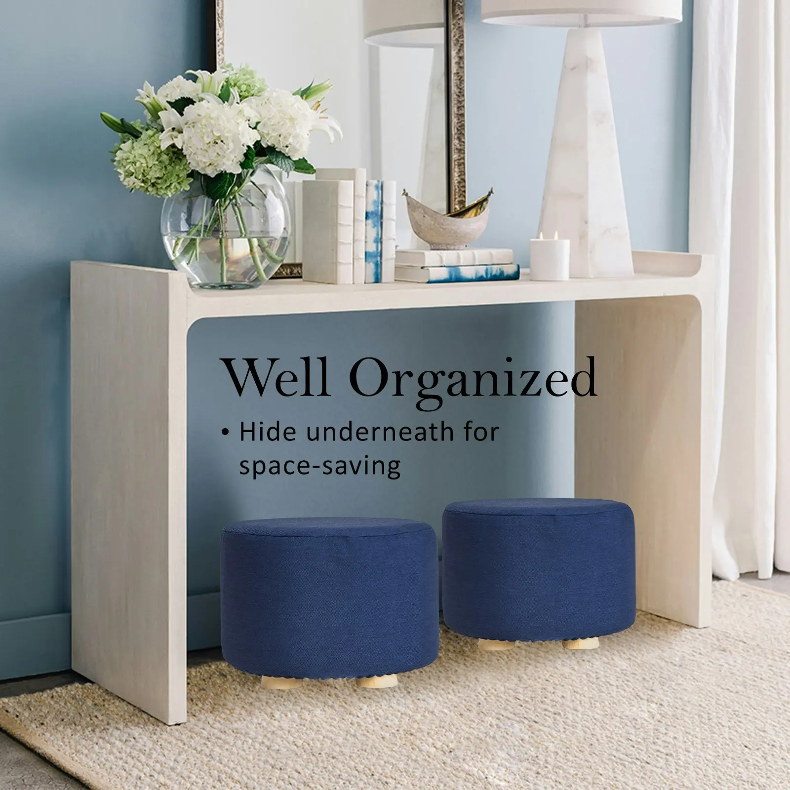 2X Round Foot Stool - DARK BLUE