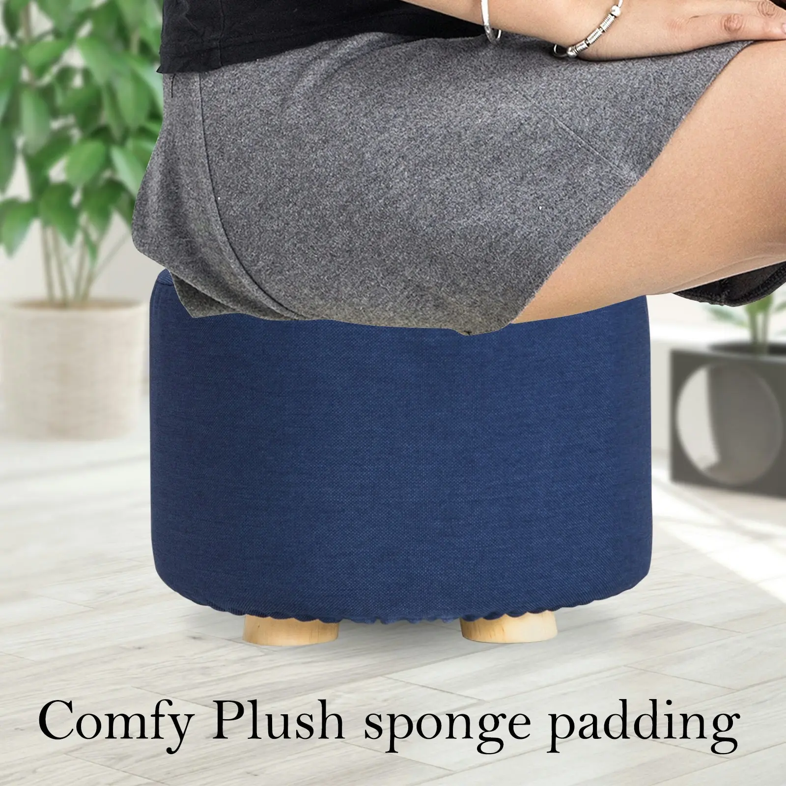 2X Round Foot Stool - DARK BLUE