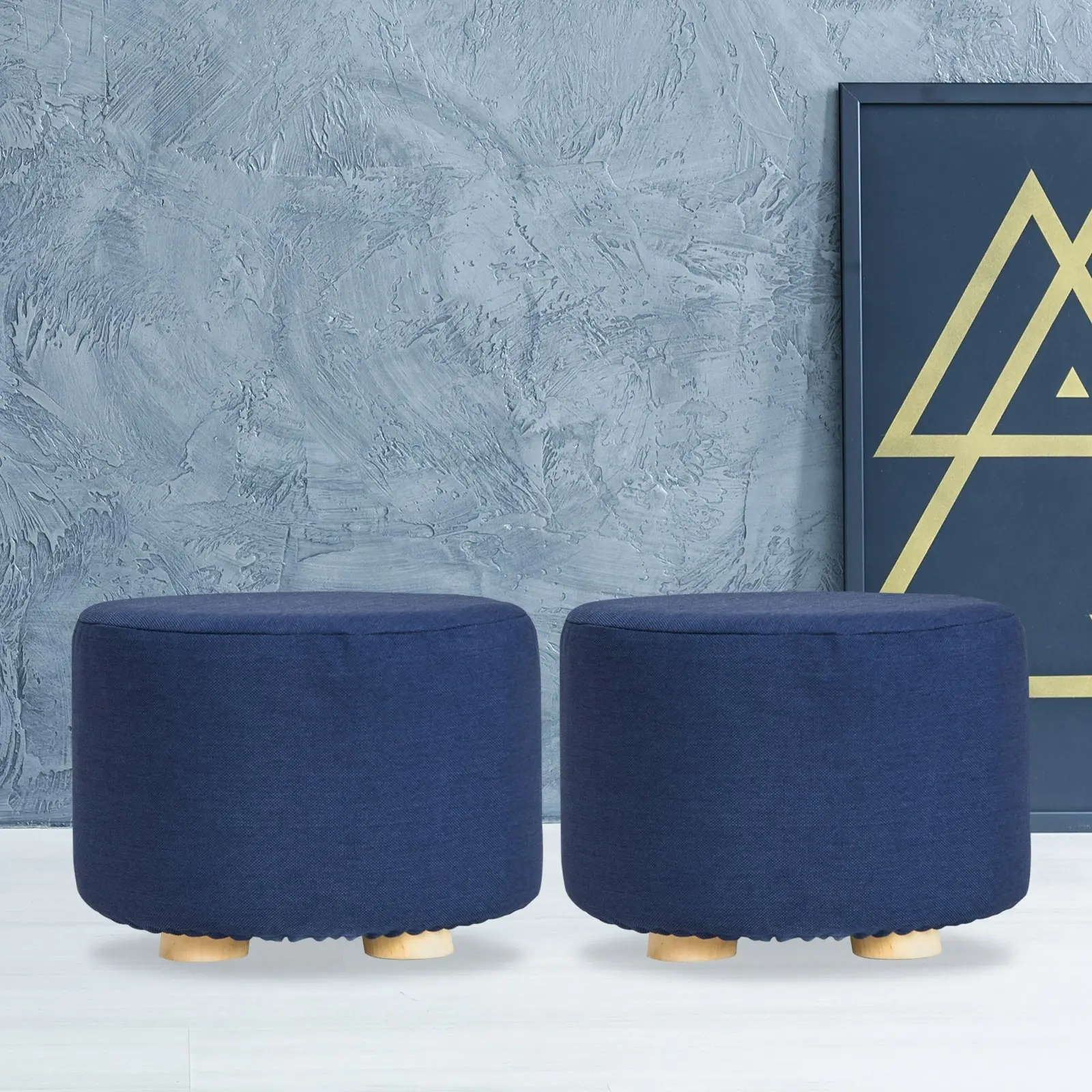 2X Round Foot Stool - DARK BLUE