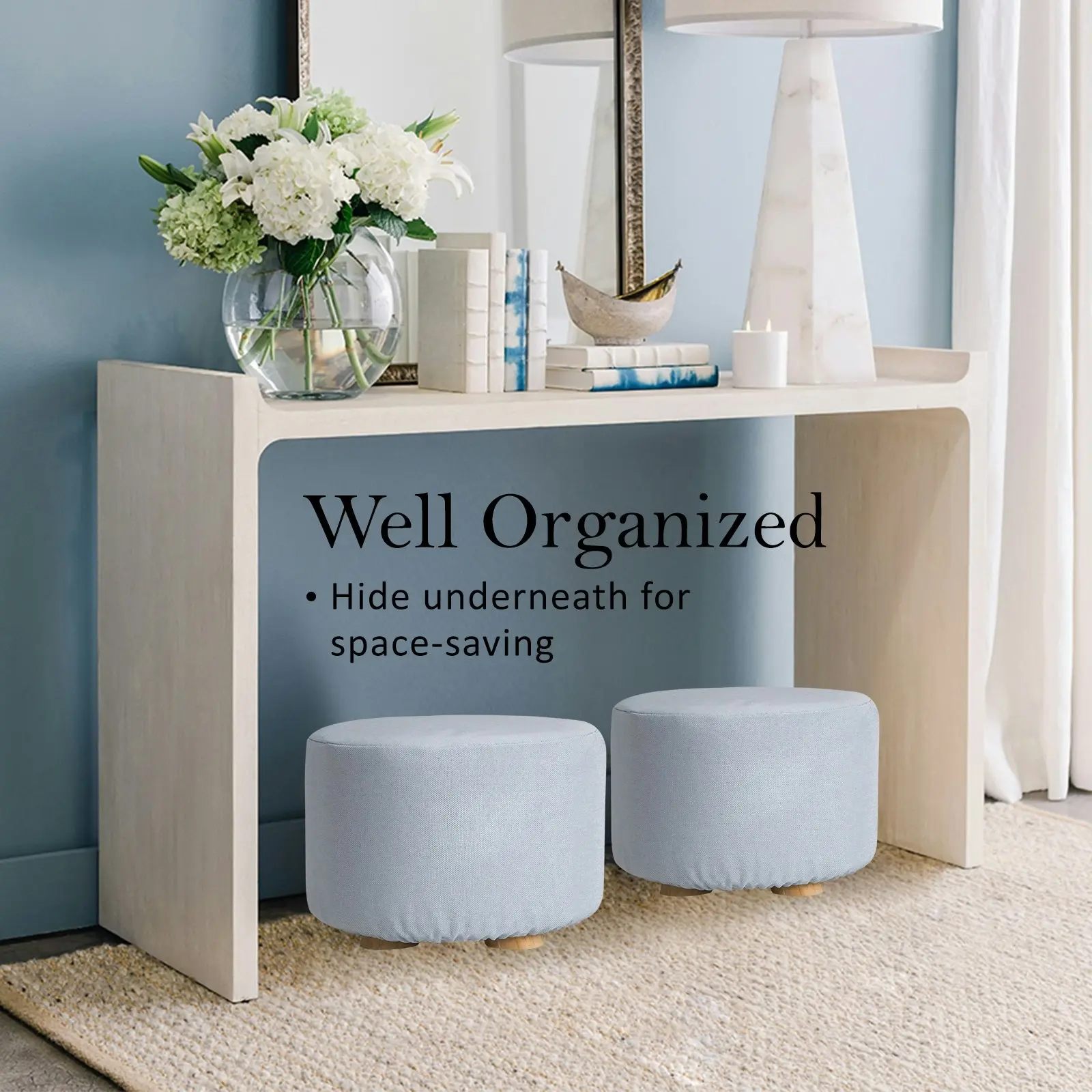 2X Round Foot Stool - LIGHT BLUE