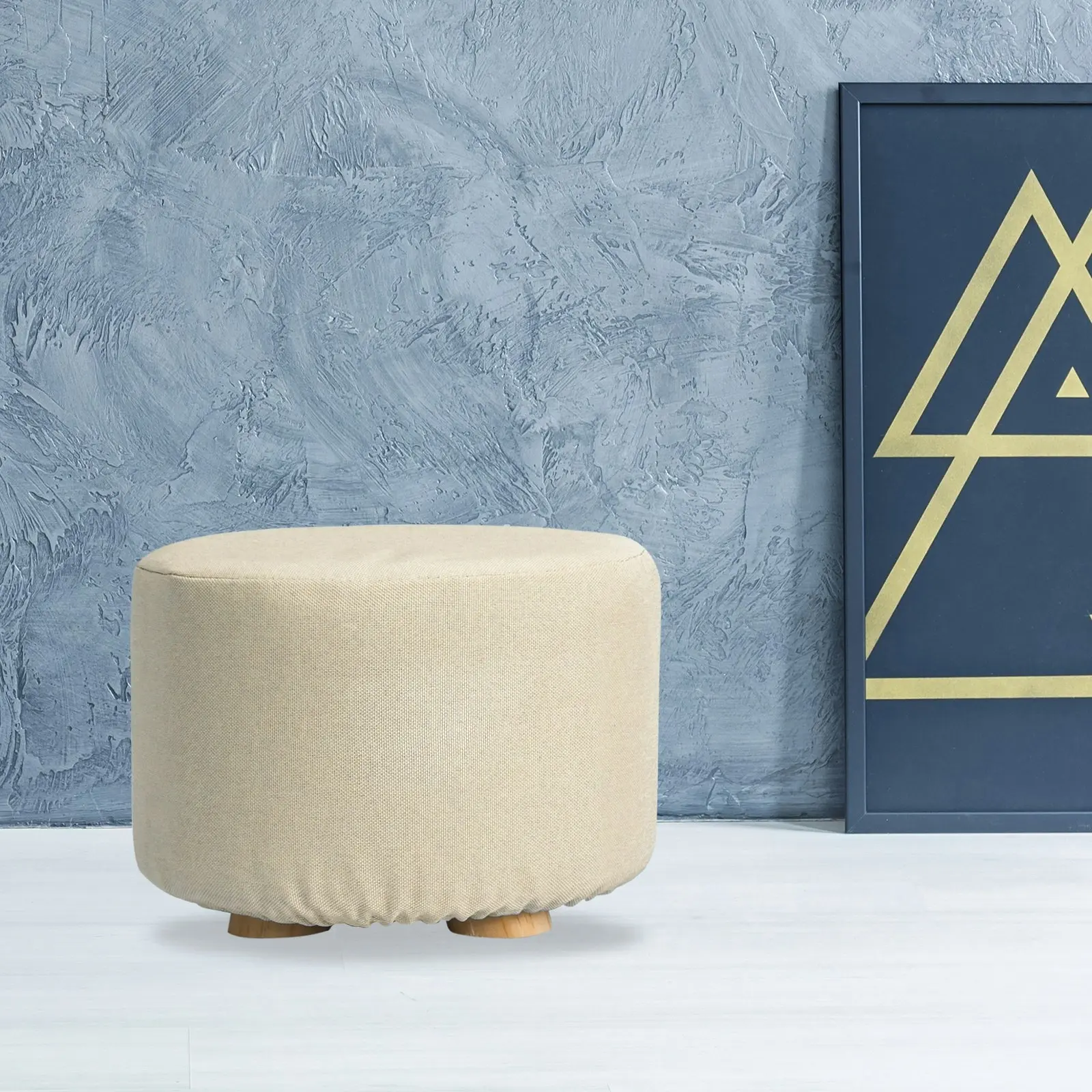 Round Foot Stool - BEIGE