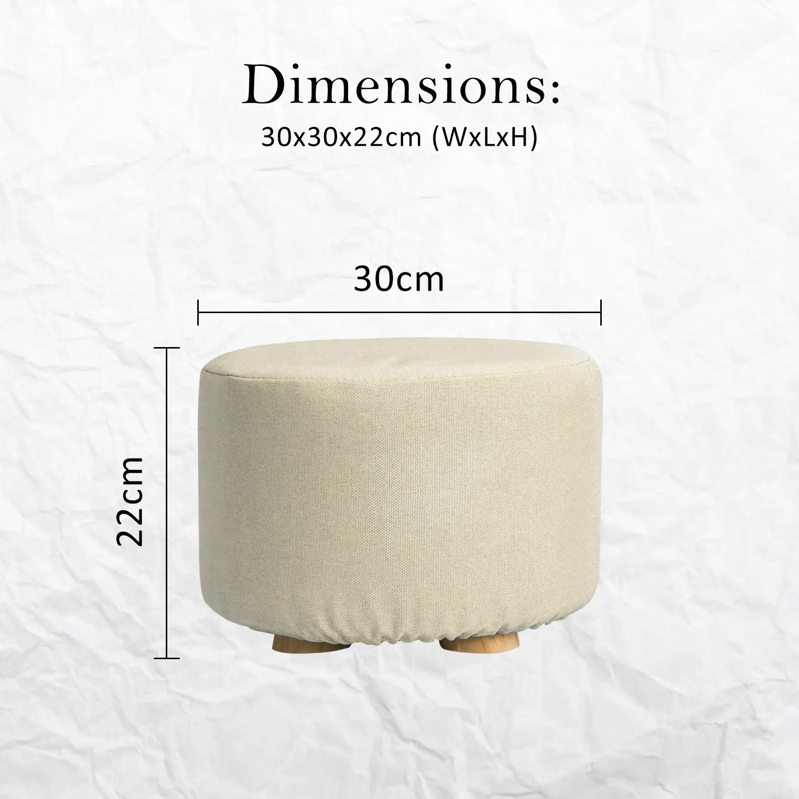 Round Foot Stool - BEIGE