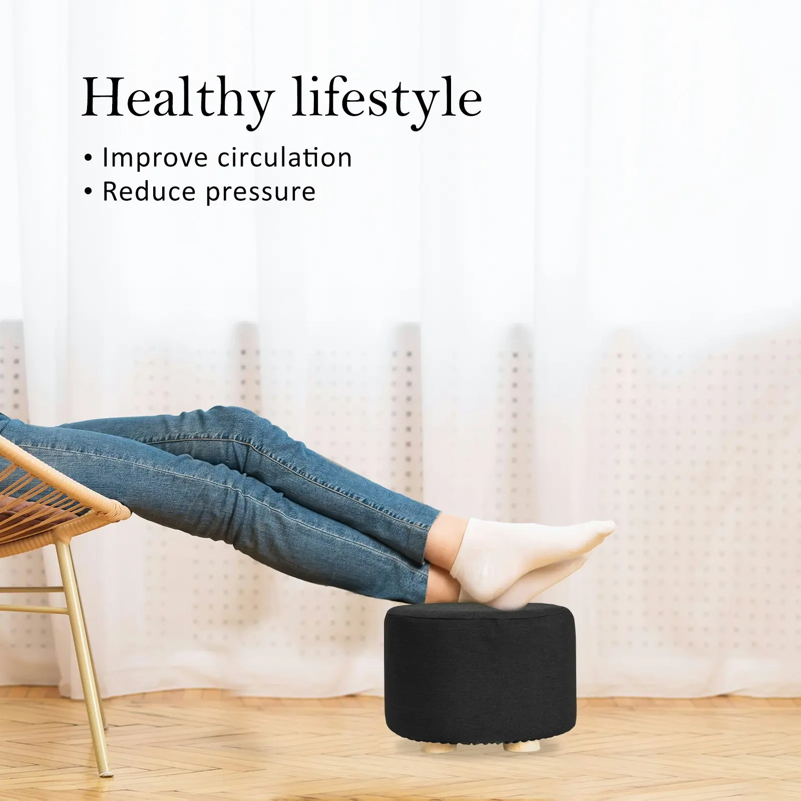 Round Foot Stool - BLACK