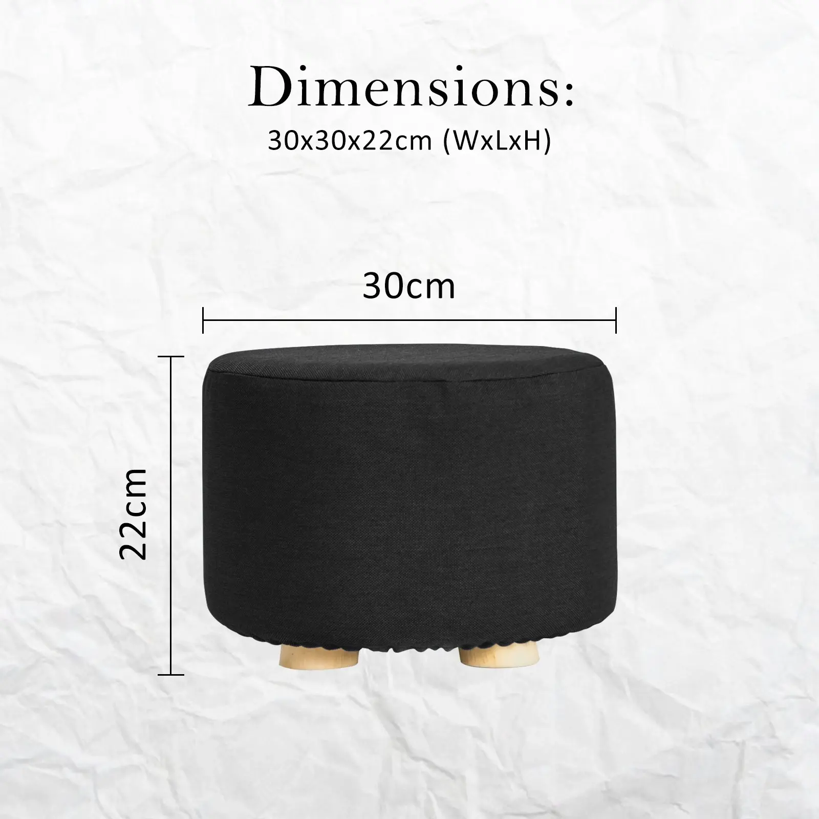 Round Foot Stool - BLACK