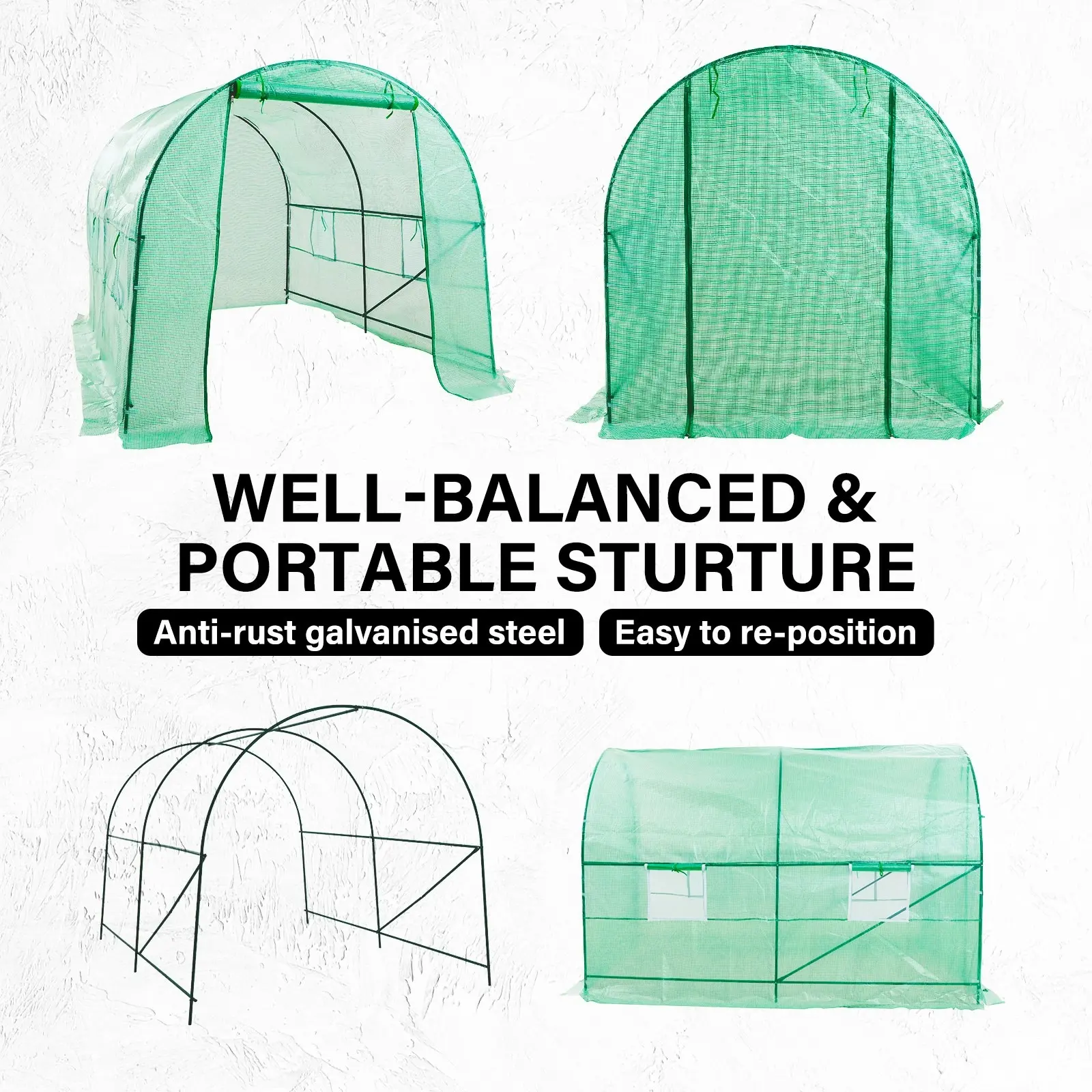 3.5x2x2M Greenhouse PE Dome Tunnel - GREEN