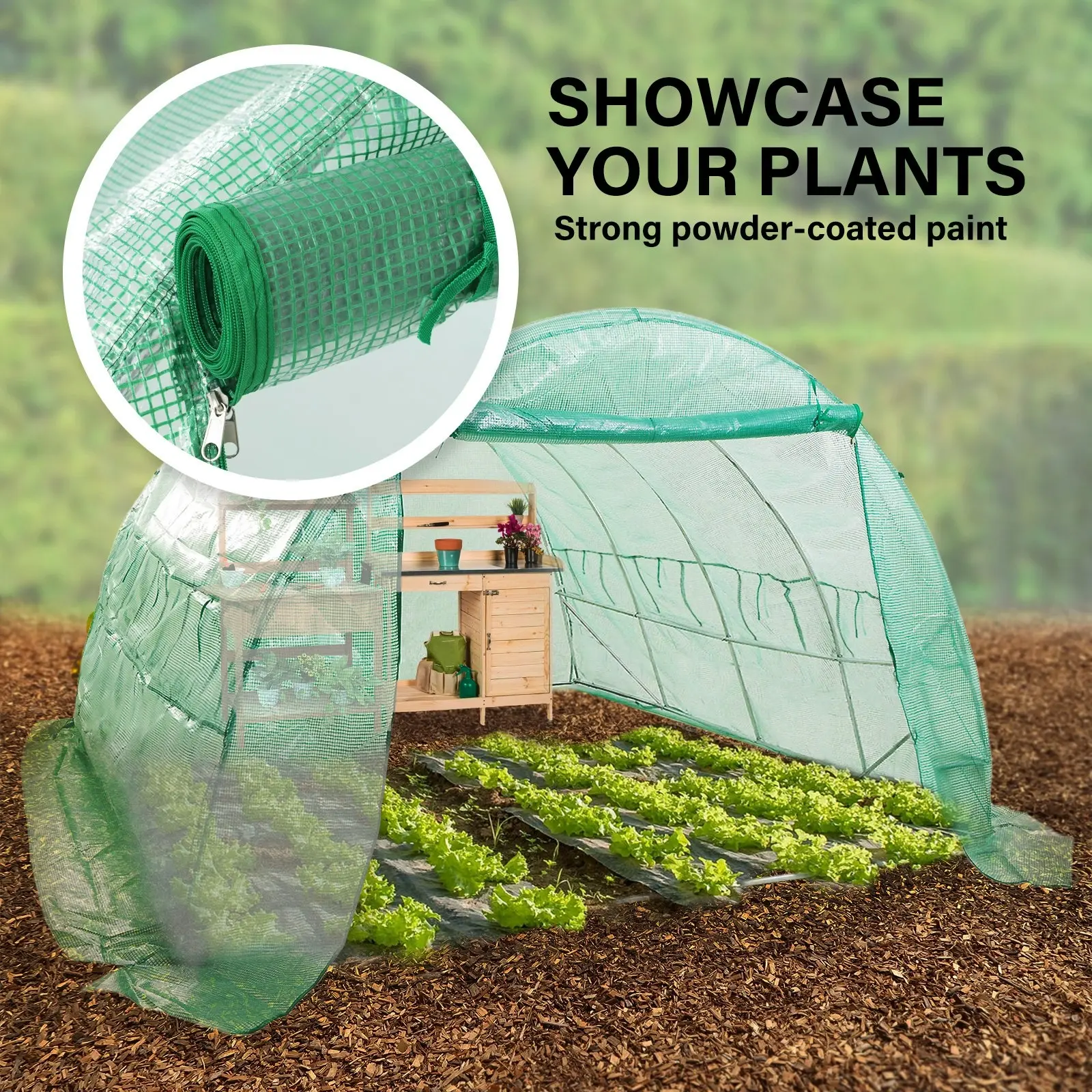 400cm Greenhouse PE Dome Tunnel Cover Only - GREEN