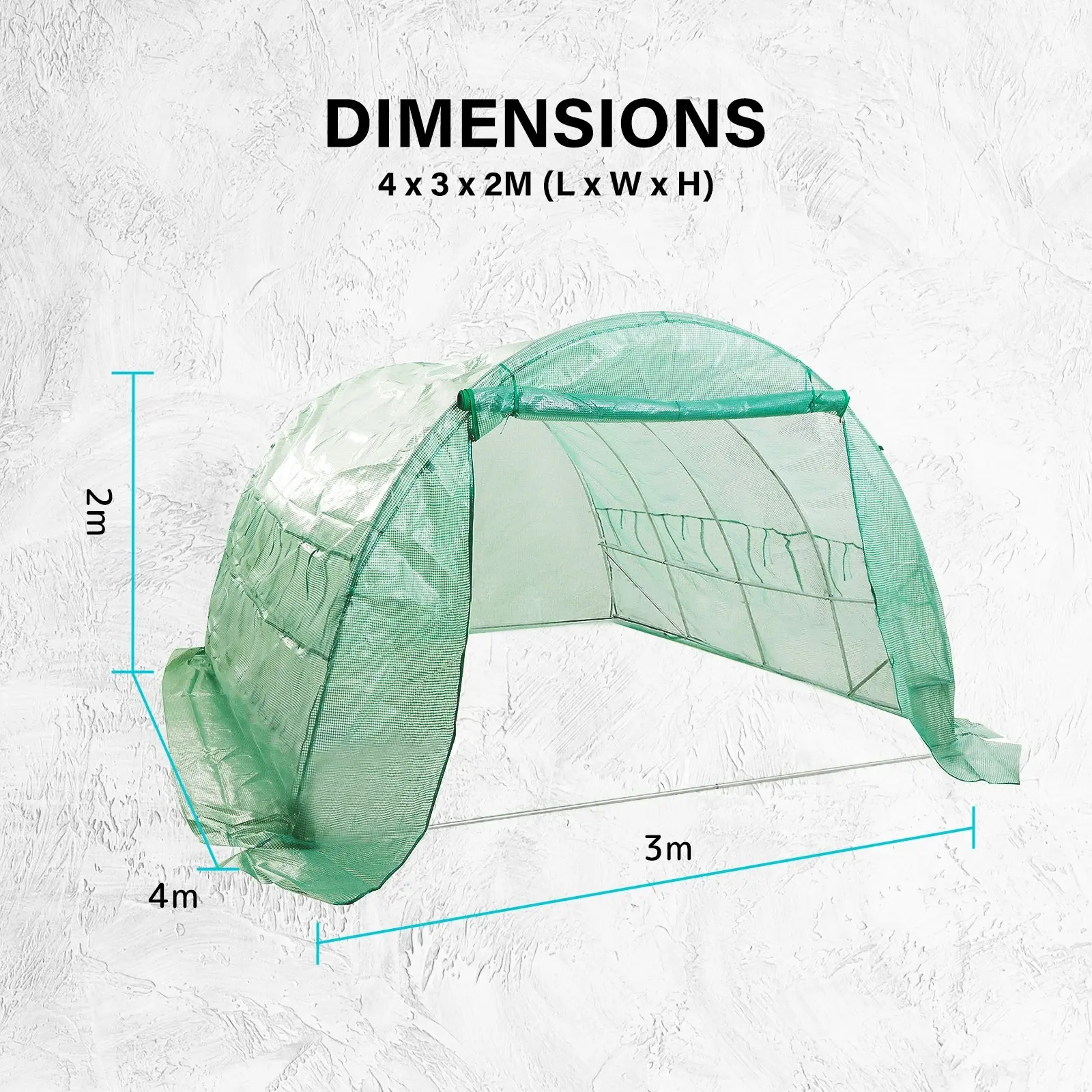 400cm Greenhouse PE Dome Tunnel Cover Only - GREEN