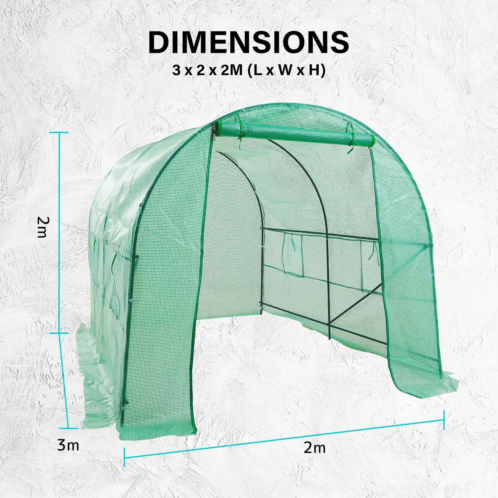 300cm Greenhouse PE Dome Tunnel Cover Only - GREEN