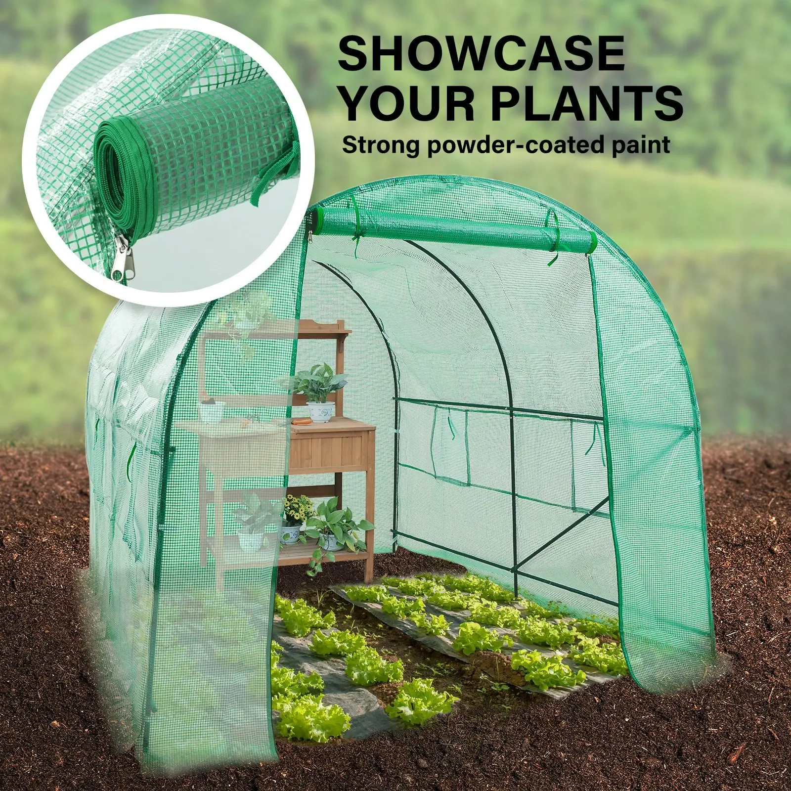 300cm Greenhouse PE Dome Tunnel Cover Only - GREEN