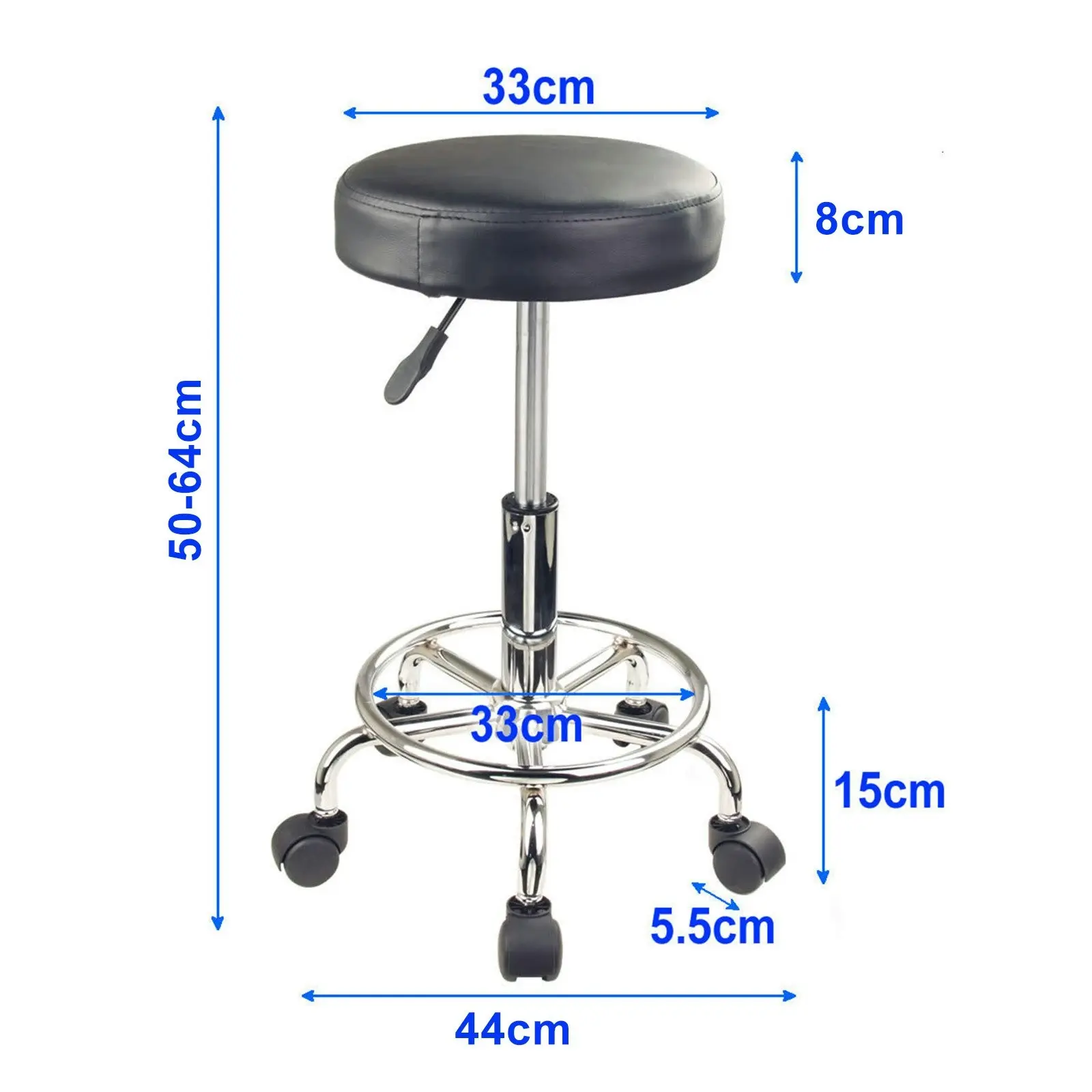 4X Round Salon Stool - BLACK