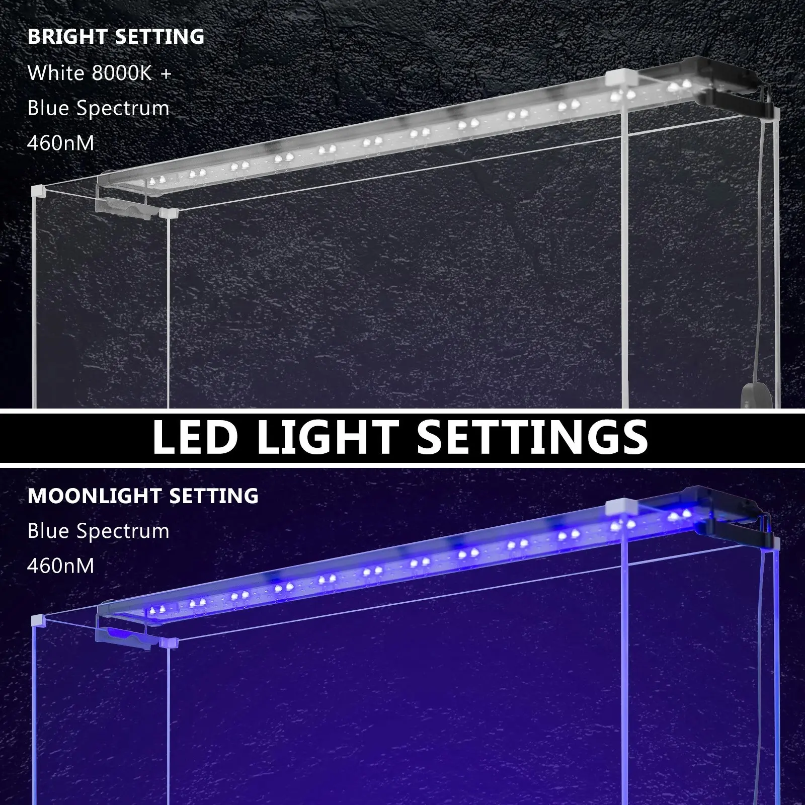 2X Aquarium Blue White LED - 27W 95-115cm