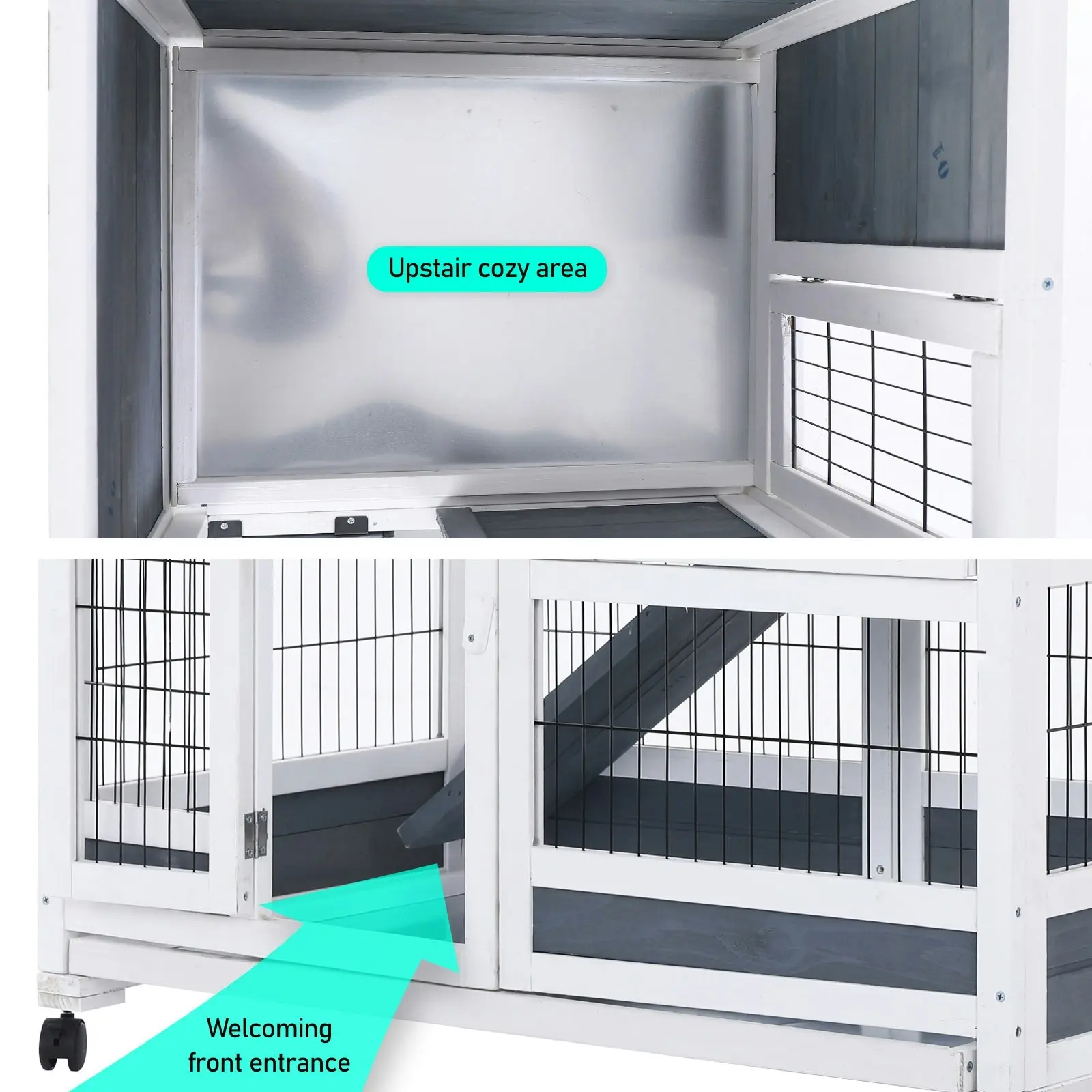 2 Storey Rabbit Hutch with Wheels THUMPER