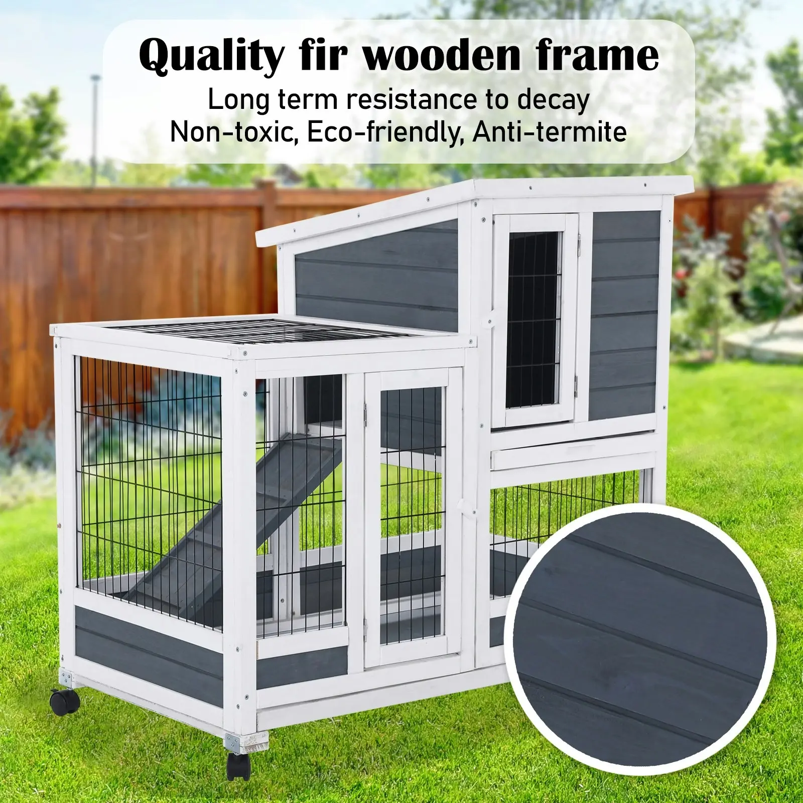 2 Storey Rabbit Hutch with Wheels THUMPER