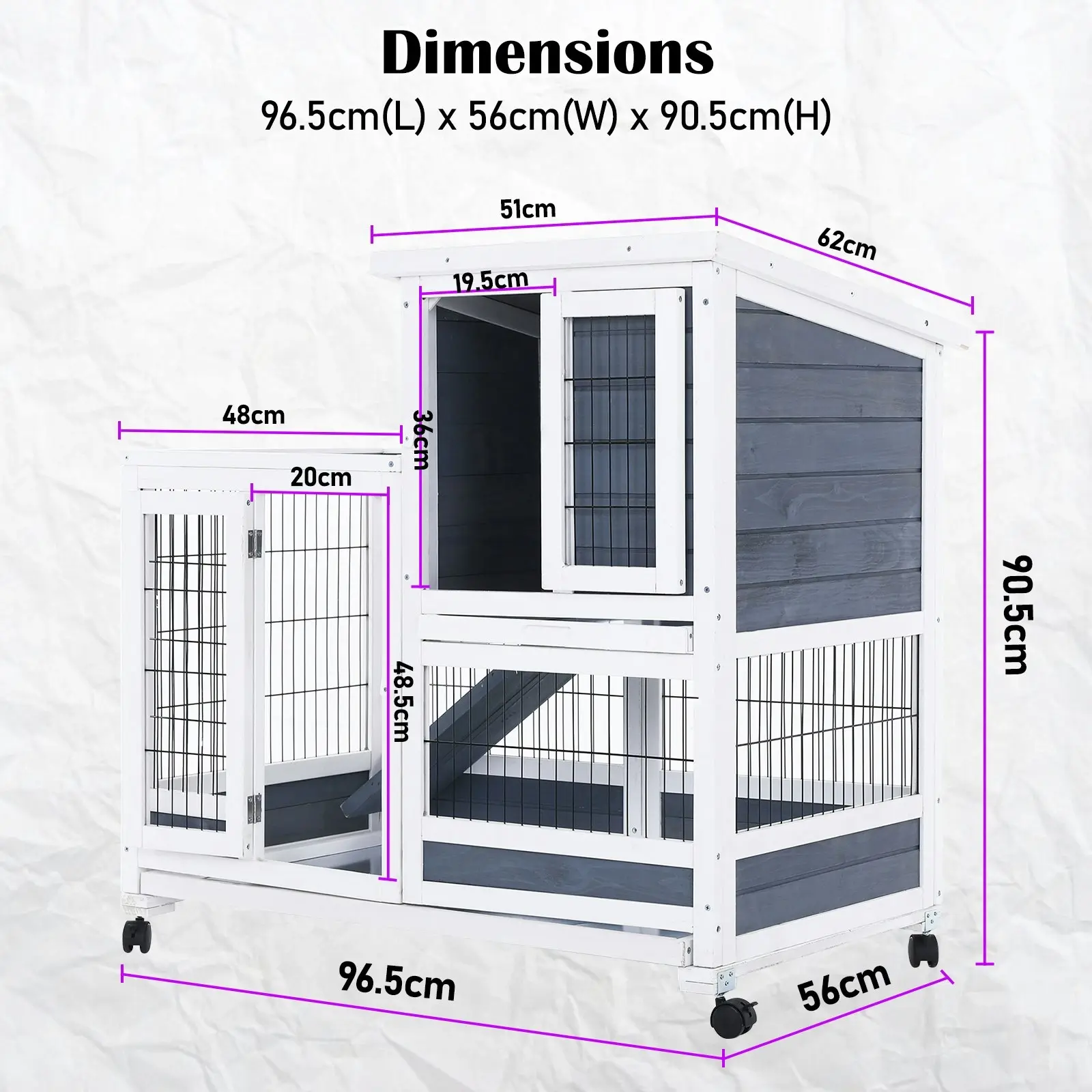 2 Storey Rabbit Hutch with Wheels THUMPER