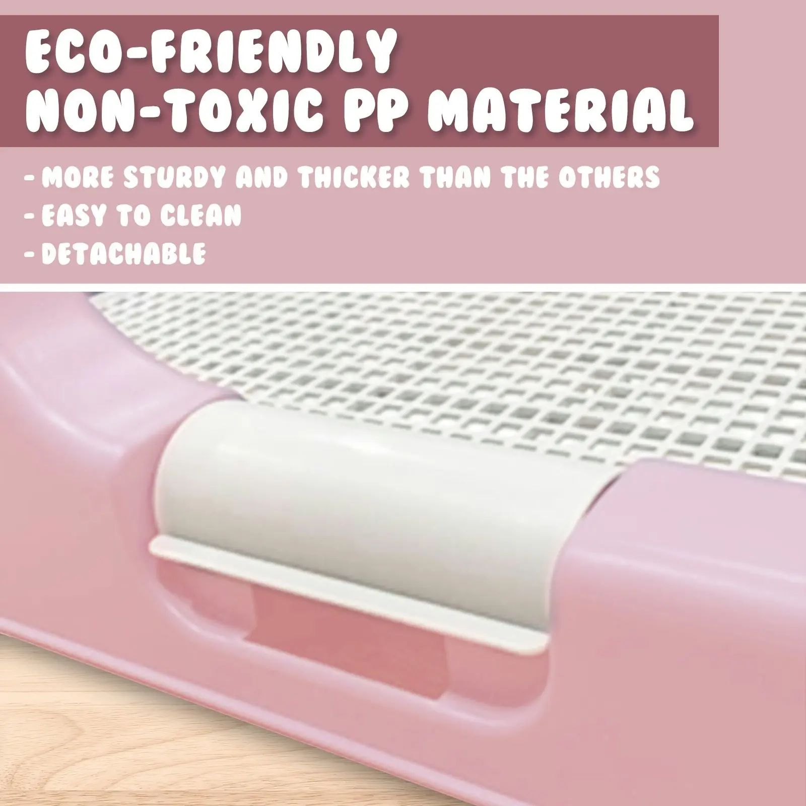 Pet Potty Tray Raised Walls T1 - PINK