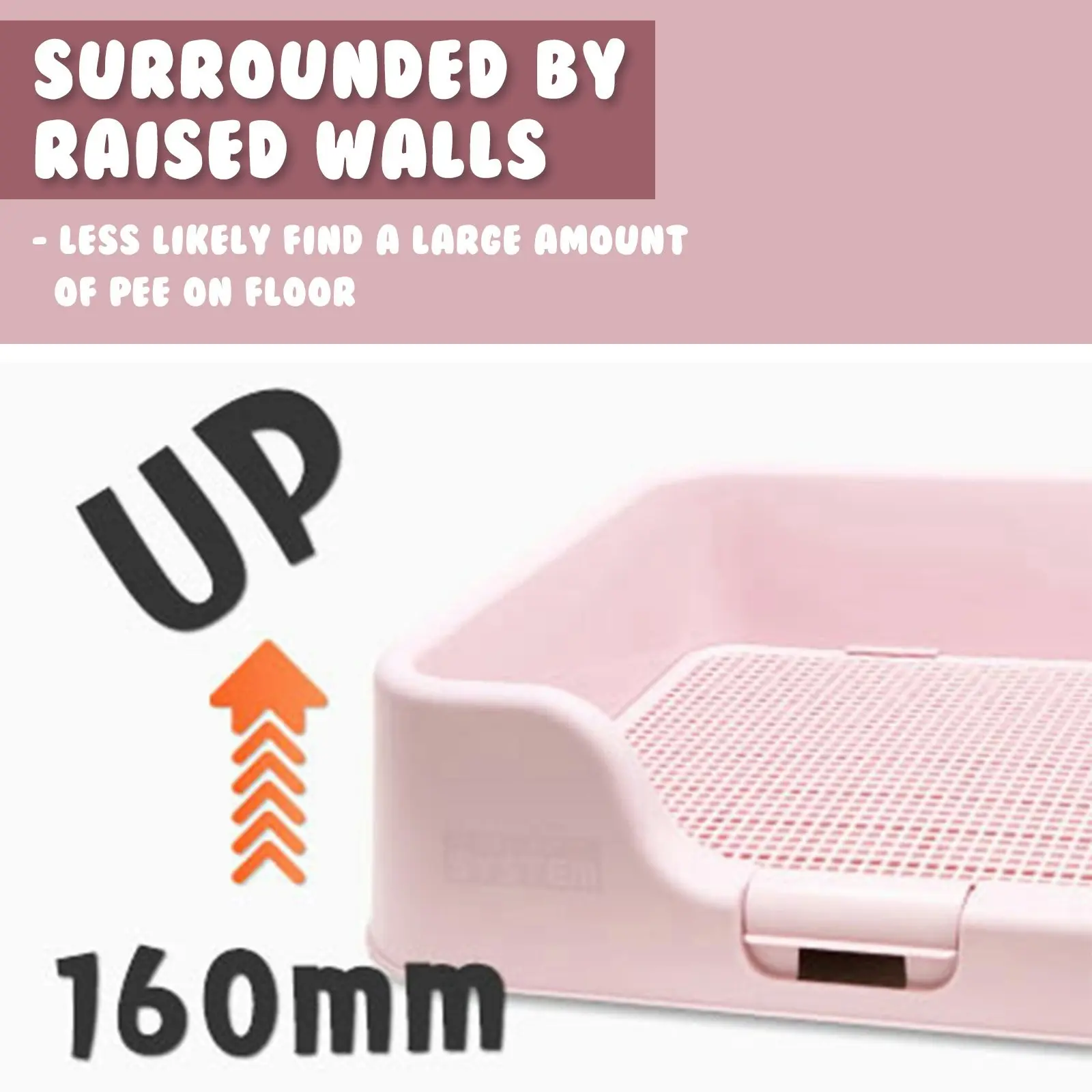 Pet Potty Tray Raised Walls T1 - PINK