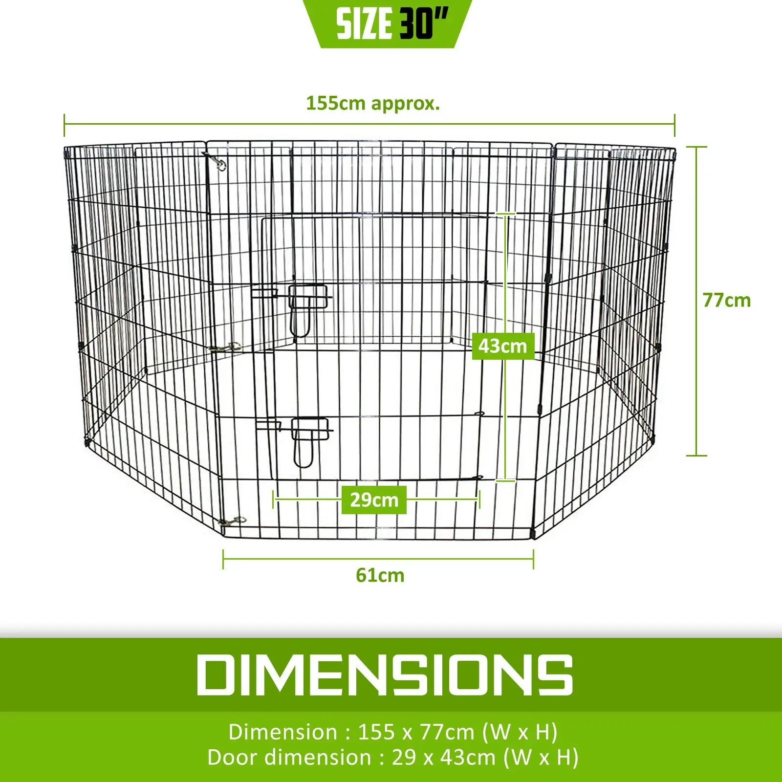 30in 8 Panel Foldable Pet Playpen With Cover