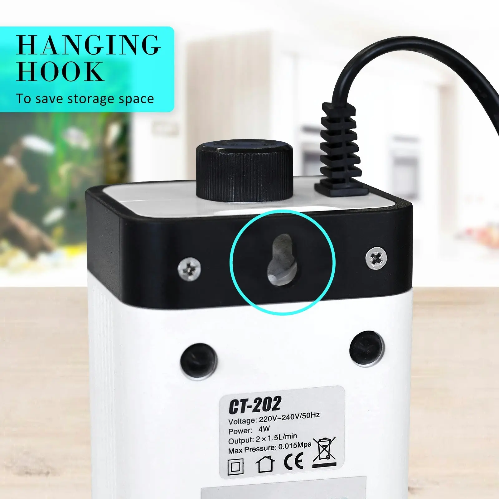 2 Outlet 180L/H 4W Aquarium Air Pump