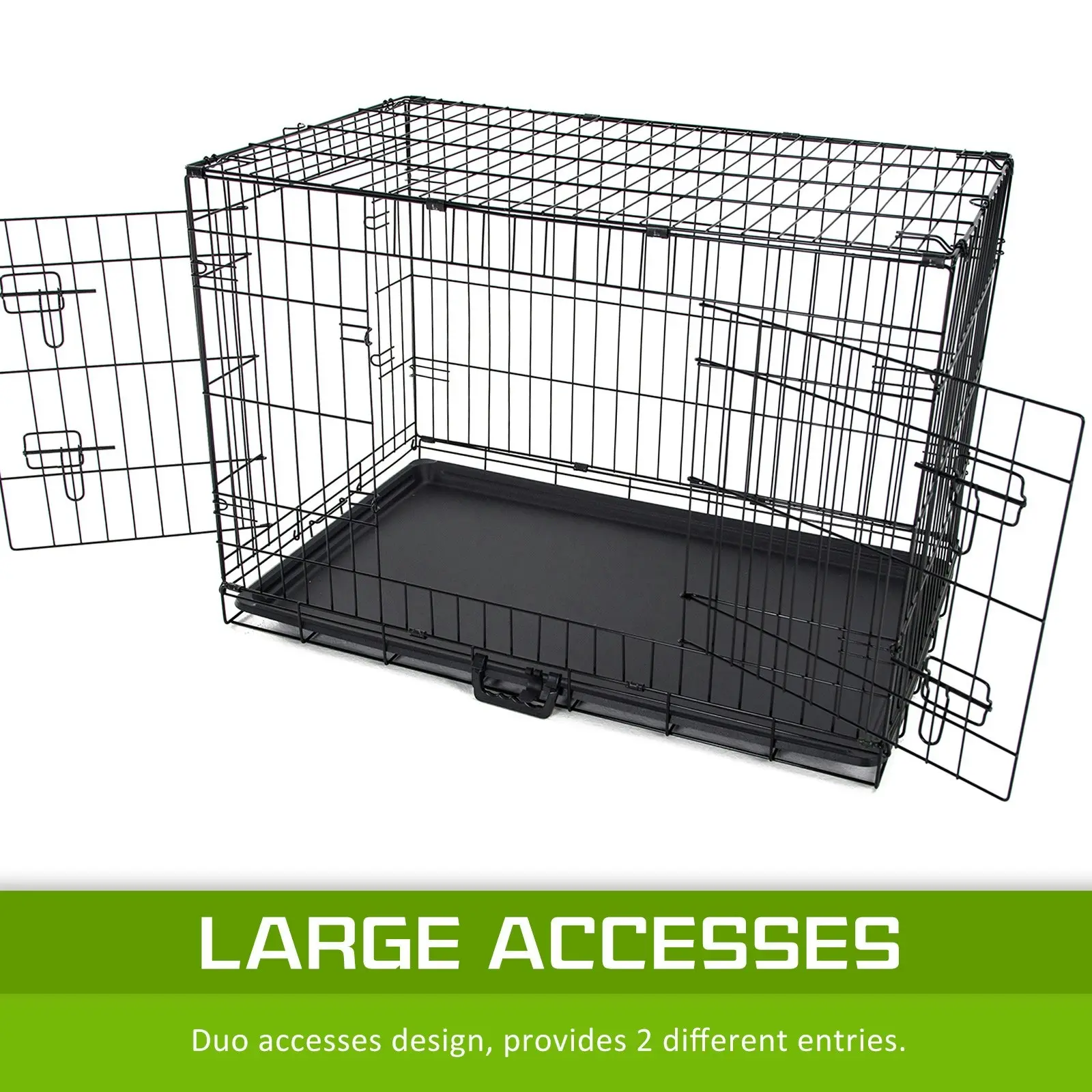 24in Foldable Wire Dog Cage with Tray + BLUE Cover