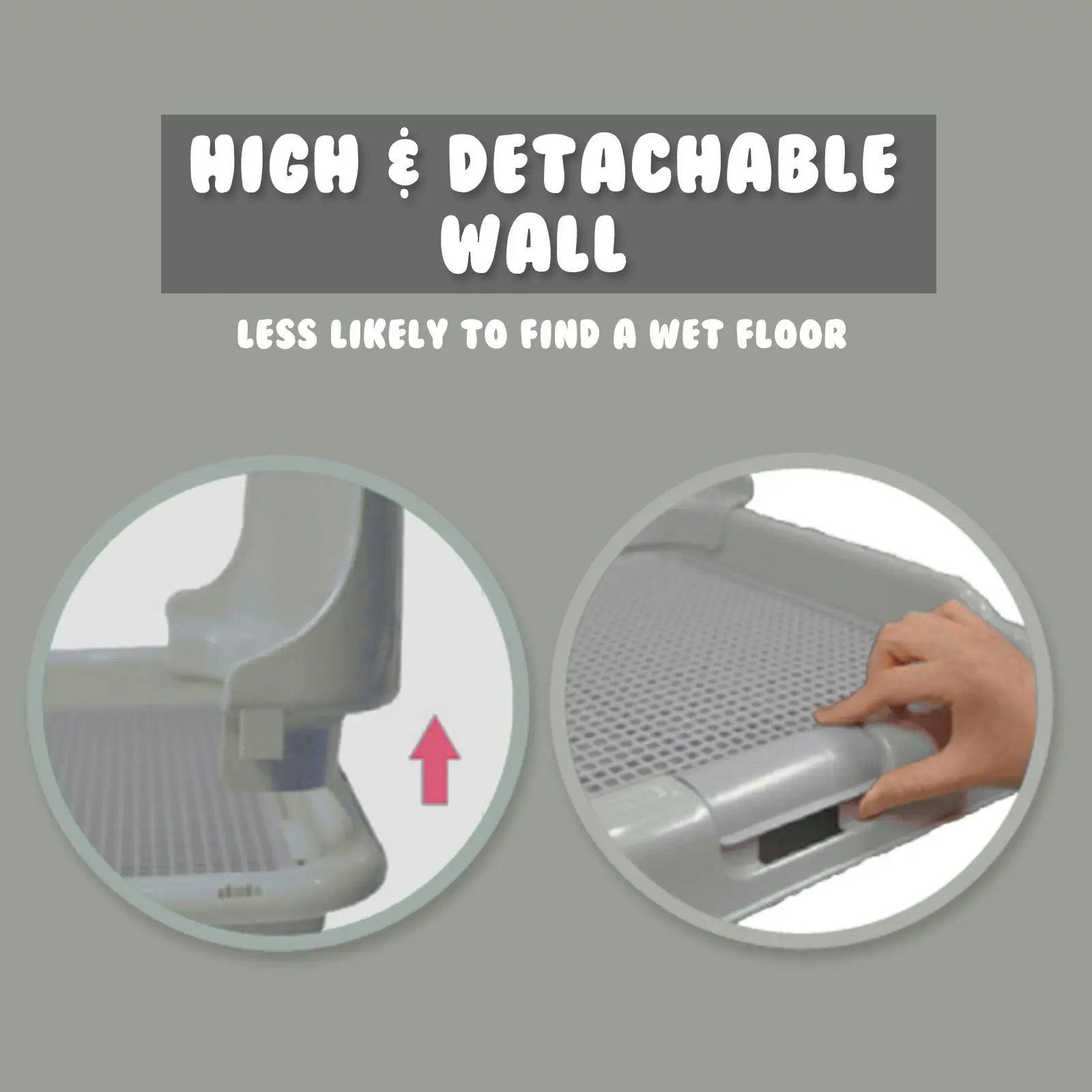 Pet Potty Tray Detachable Wall T2 - GREY