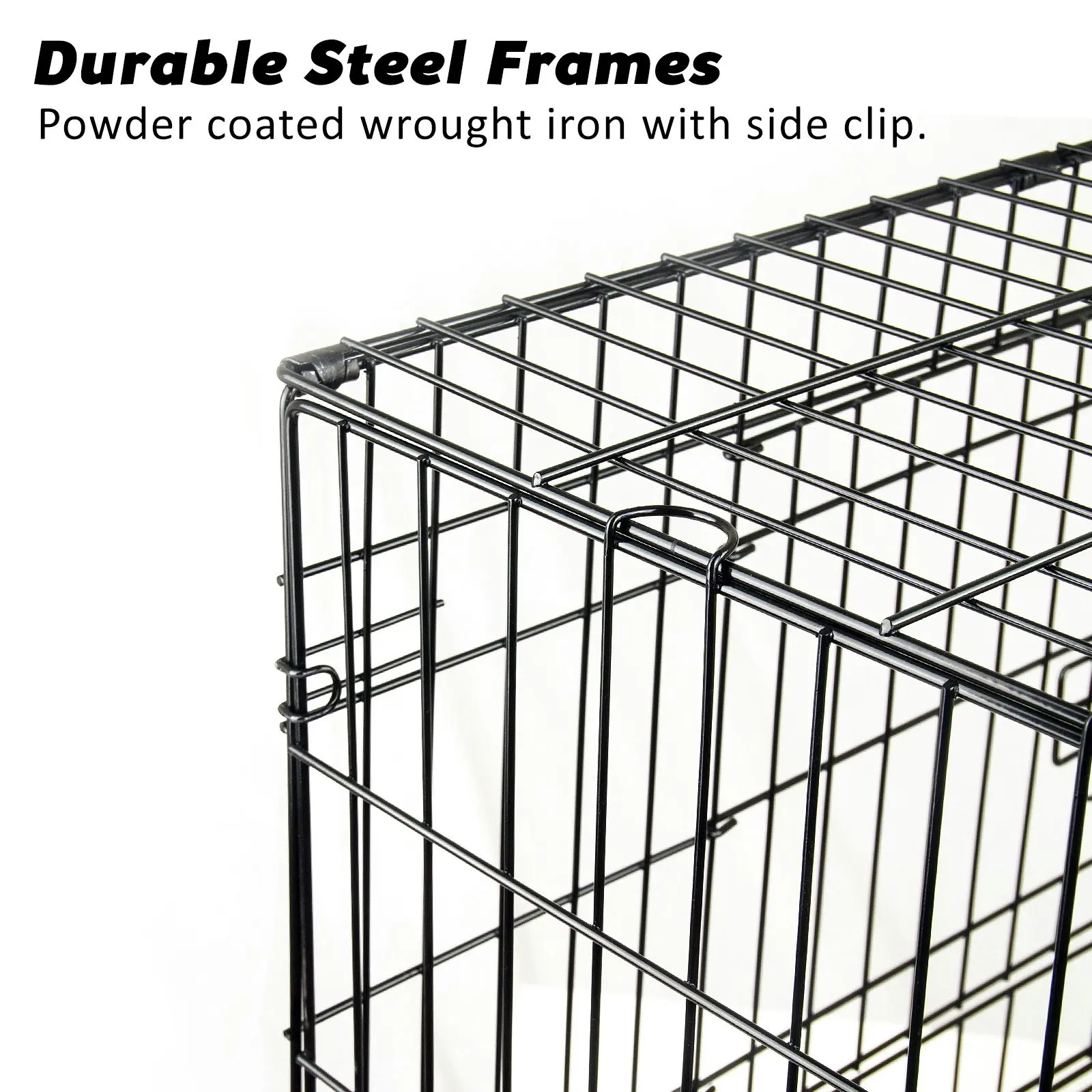 24in Foldable Wire Dog Cage with Tray + Cushion Mat