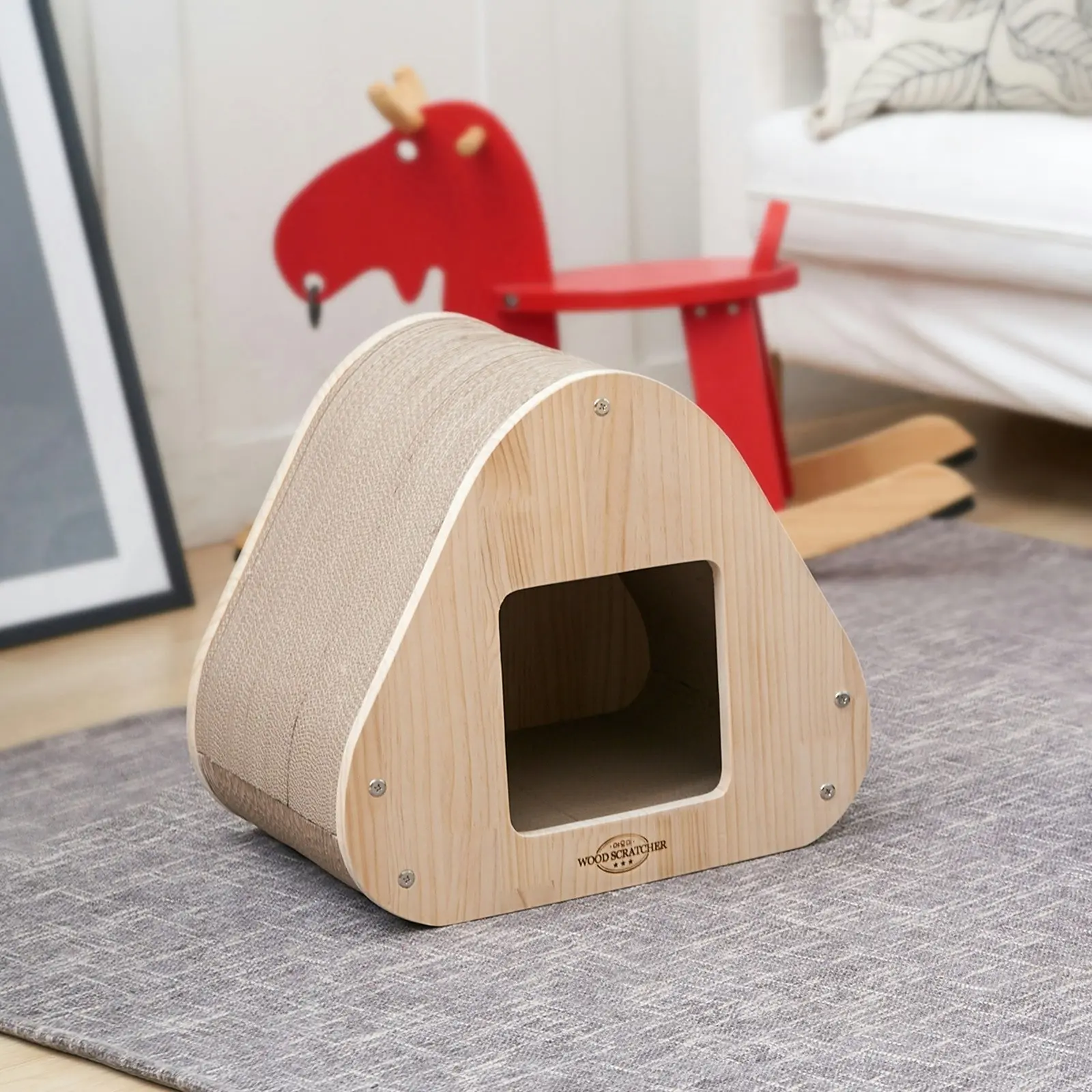 Yaomi Wood Triangle Cat Scratcher Sofa