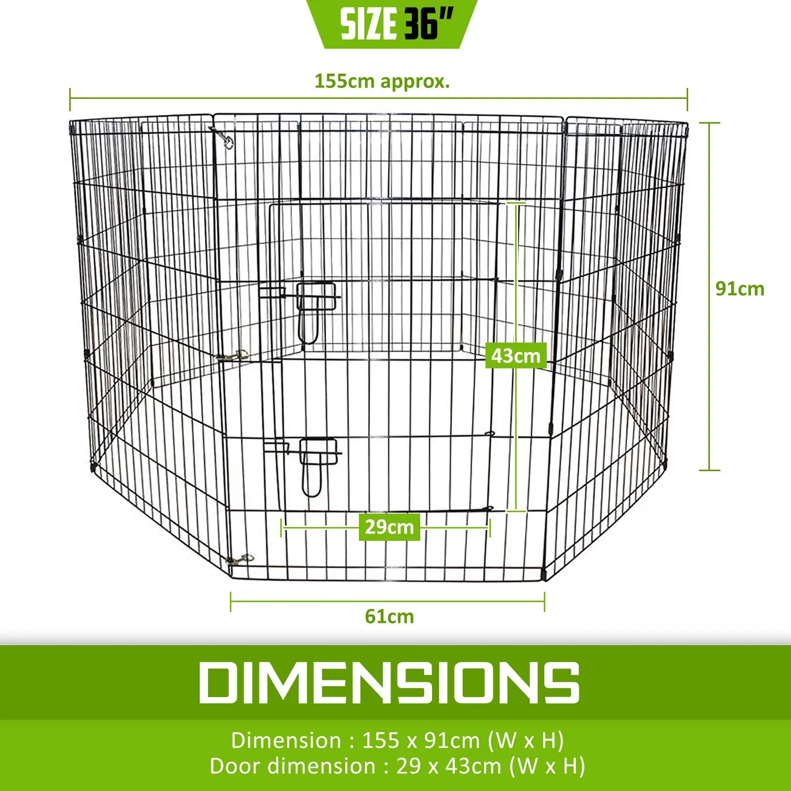 36in 8 Panel Foldable Pet Playpen With Cover