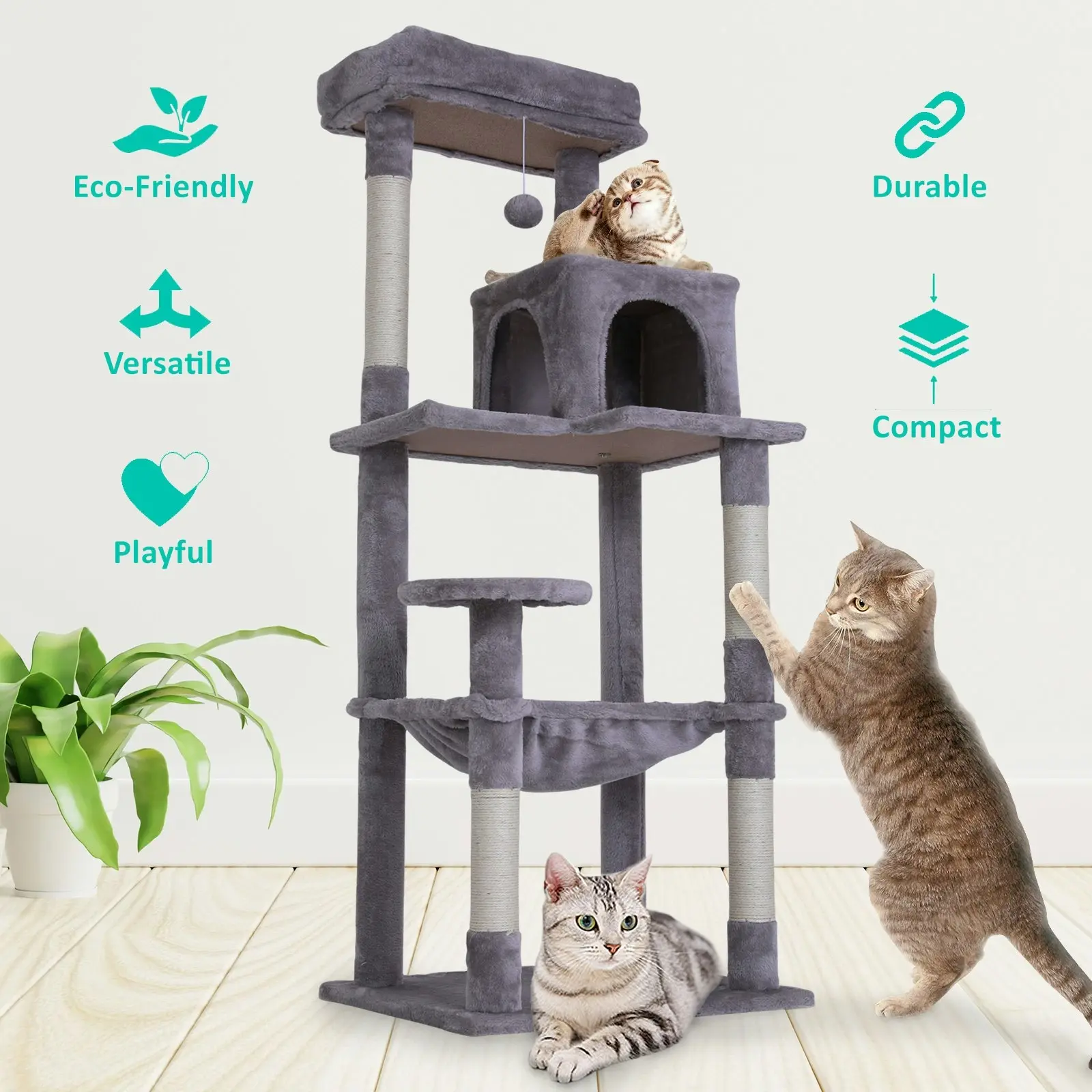 143cm Cat Tree Scratcher CATOPIA - GREY